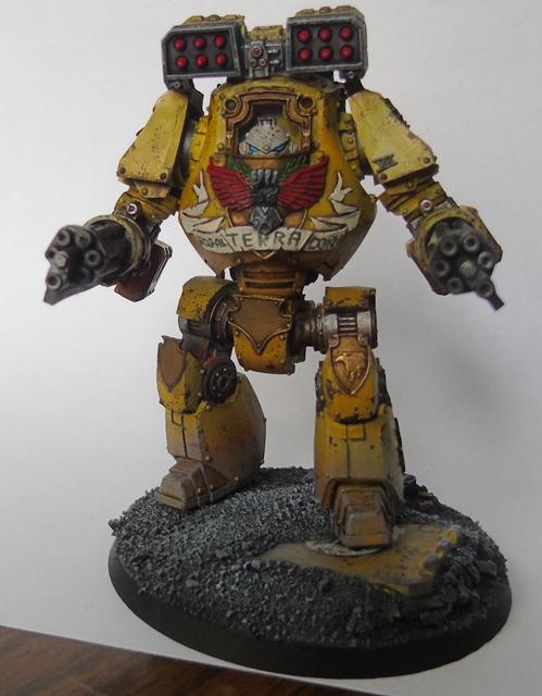 Adepus Astartes, Battle Damage, City, Contemptor Mortis Dreadnought, Imperial Fists, Kheres Assault Cannon, Rubble, Ruins, Space Marines, Urban, Weathered, Yellow
