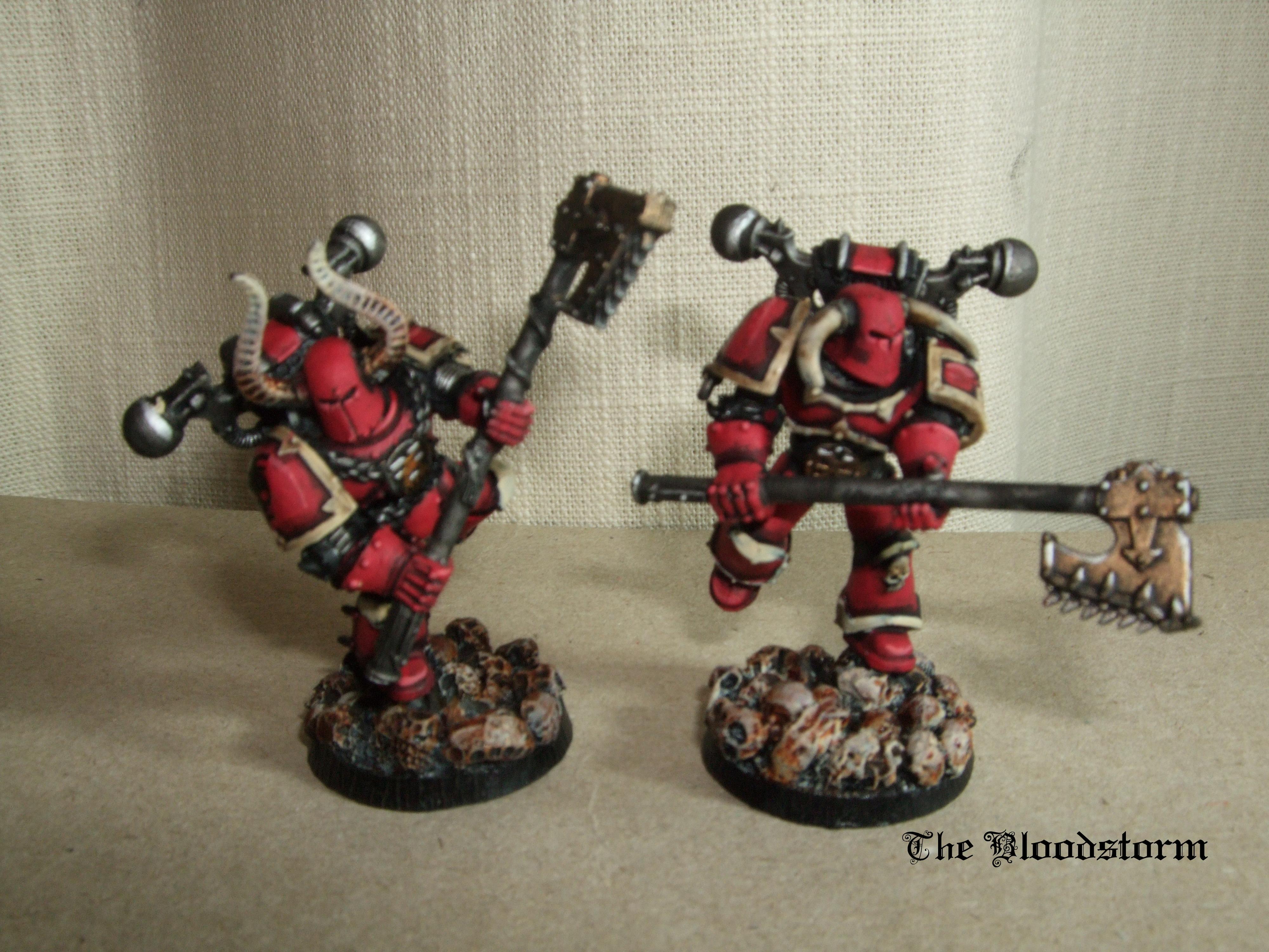 Berserkers, Chainaxe, Chaos Space Marines, Conversion, Custom Transfers, Daemonkin, Khorne, Red, Two-handed Axe, Warhammer 40,000, World Eaters