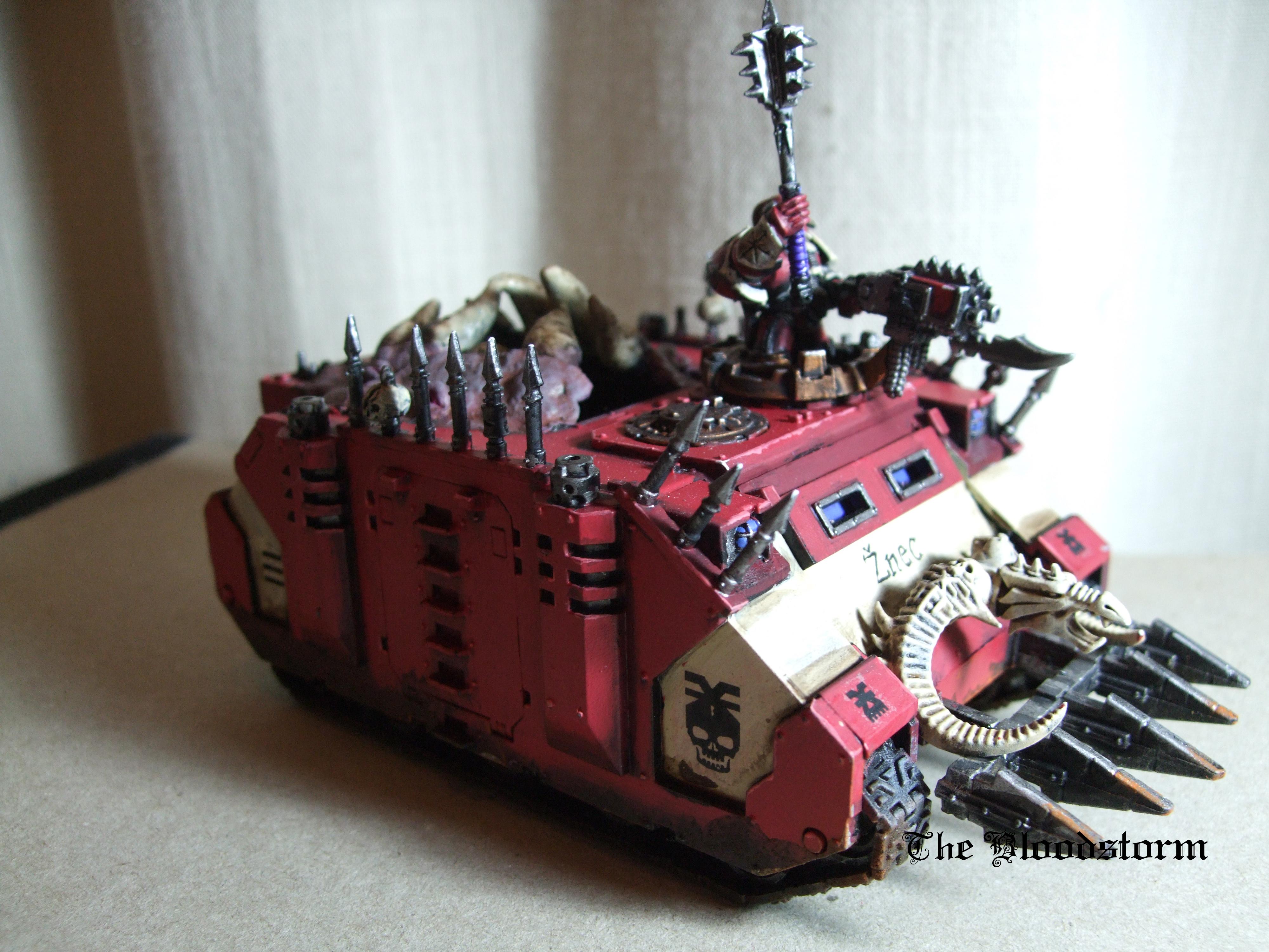 Berserkers, Chaos Space Marines, Conversion, Custom Transfers, Daemonkin, Khorne, Red, Rhino, Warhammer 40,000, World Eaters