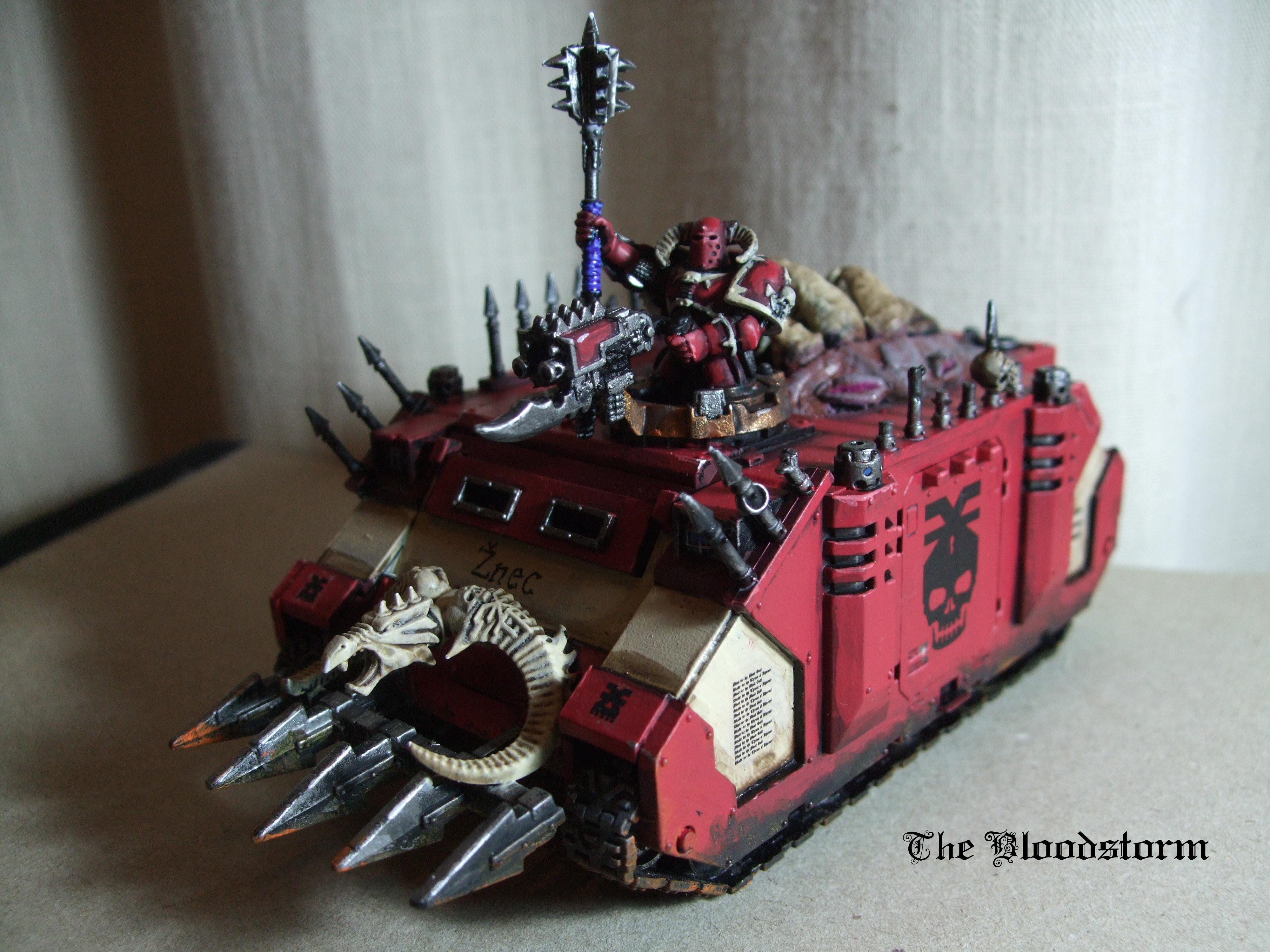Berserkers, Chaos Space Marines, Conversion, Custom Transfers, Daemonkin, Khorne, Red, Rhino, Warhammer 40,000, World Eaters