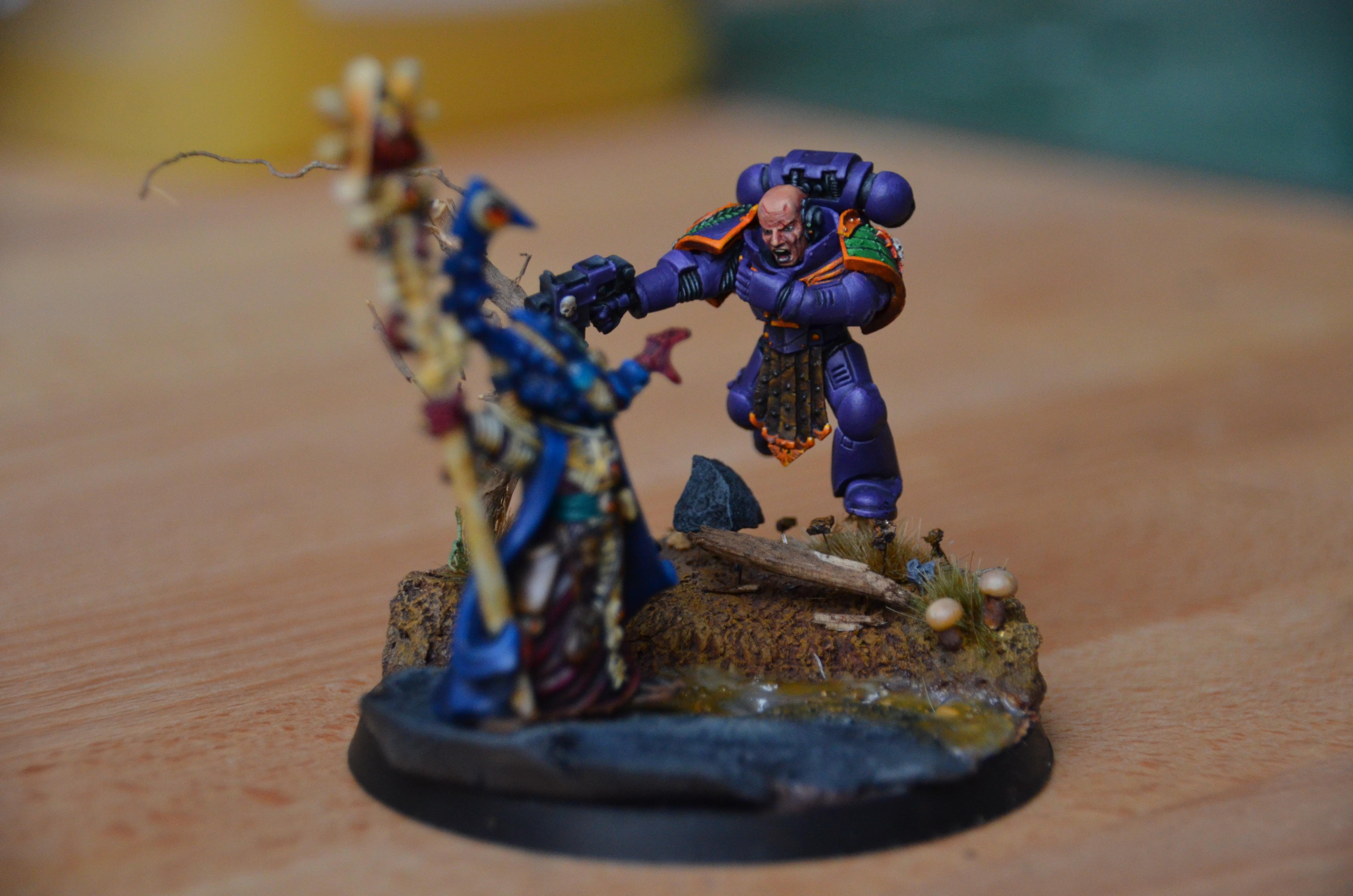 Duel, Eldar, Farseer, Golden Demon, Space Marines, Warhammer 40,000
