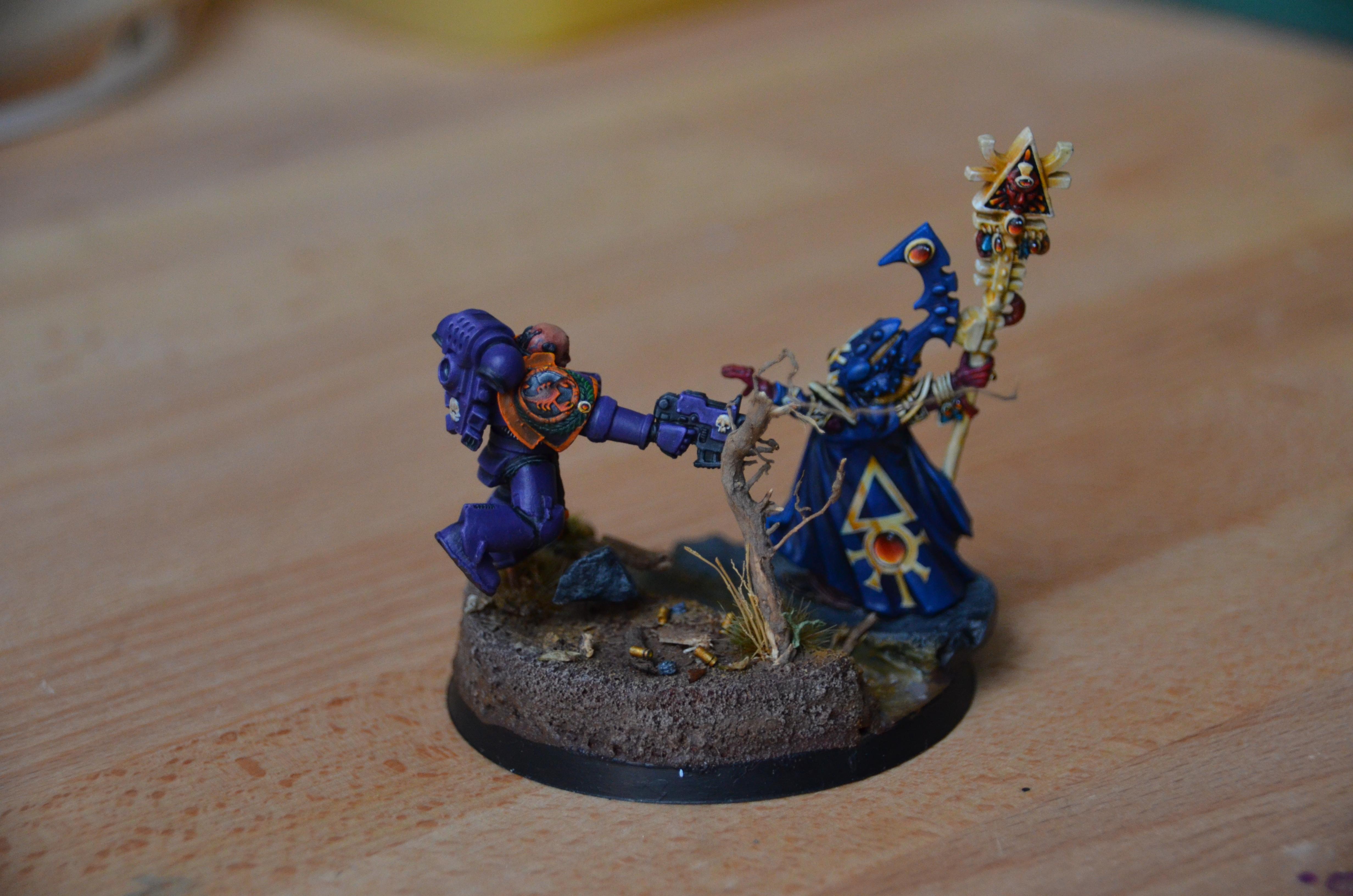 Duel, Eldar, Farseer, Golden Demon, Space Marines, Warhammer 40,000