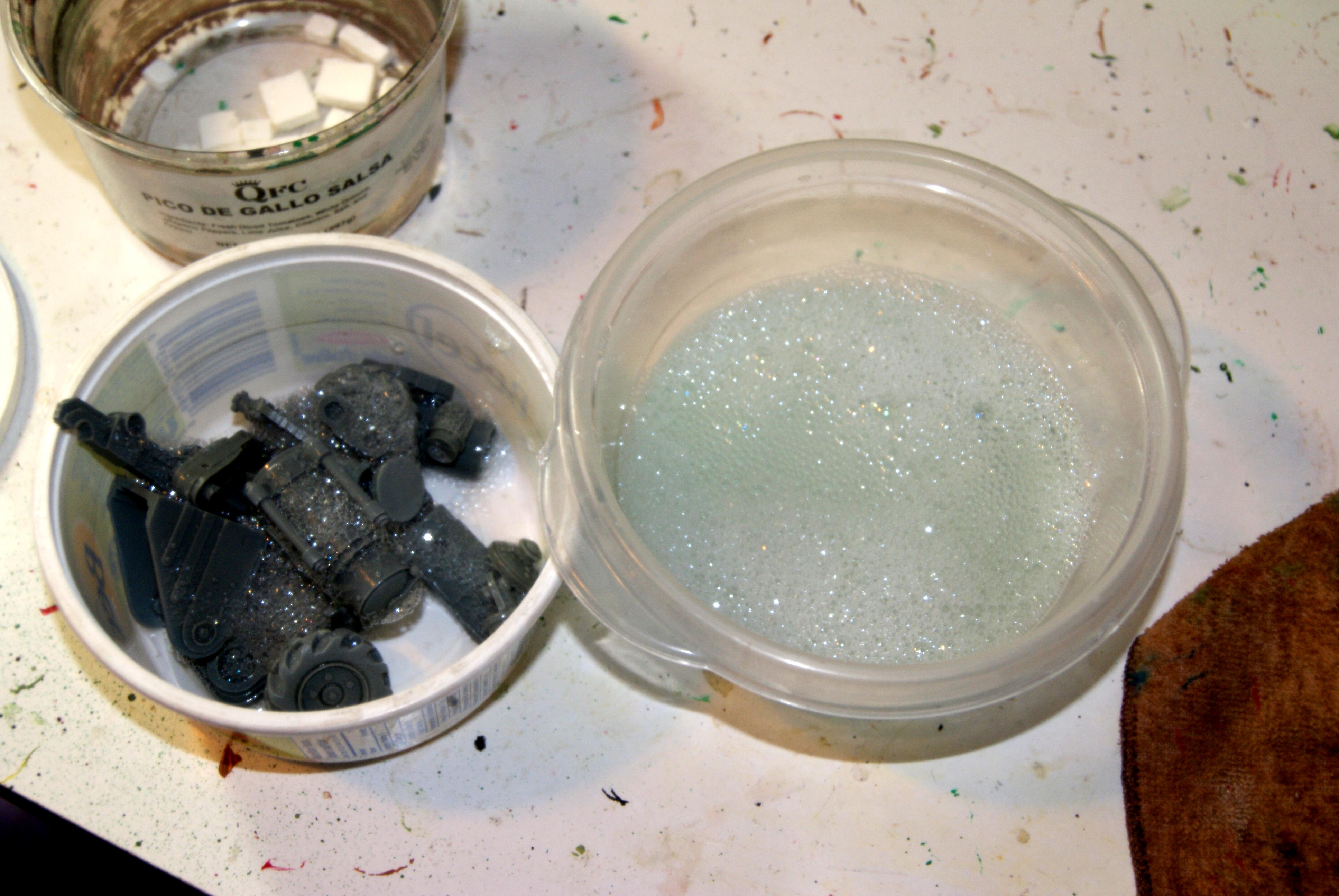 Clean in vinegar and soapy water. 