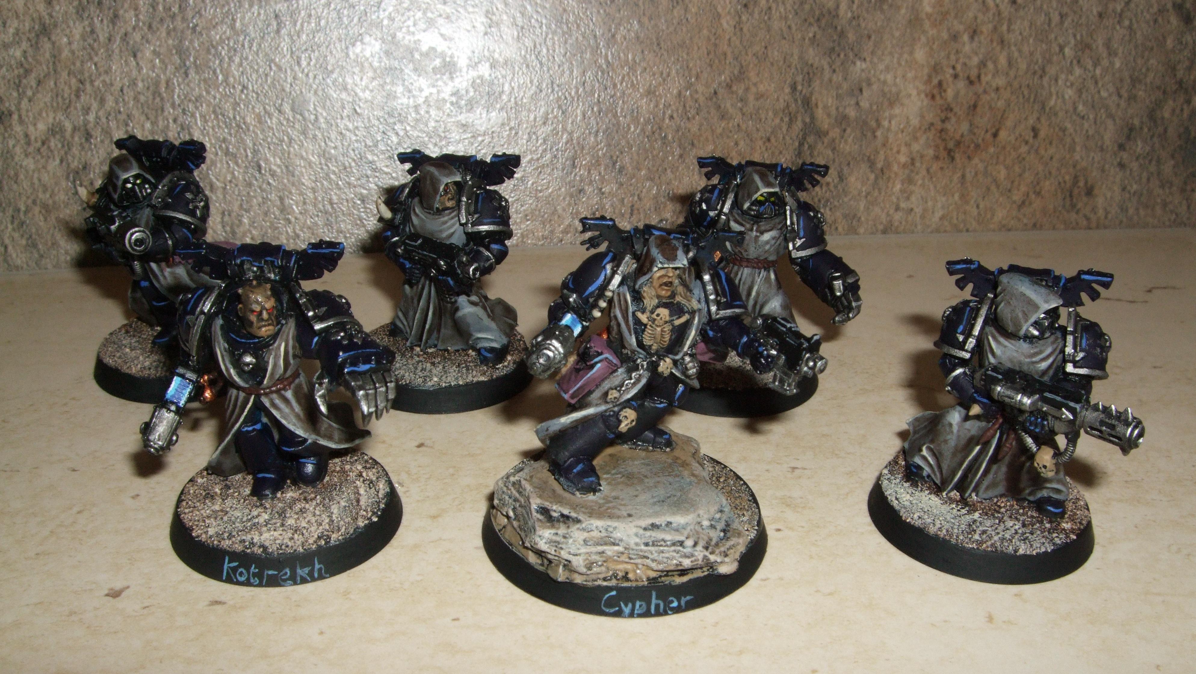 Chaos Space Marines, Chosen, Cypher, Dark Angels, Fallen, Retinue, Robes, Sand Base, Squad