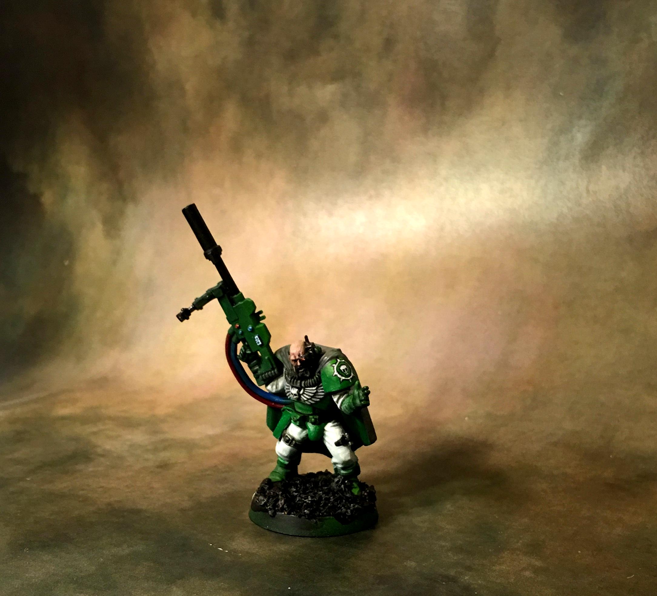 Green, Scout Sergeant, Sniper Rifle, Sons Of Medusa, Space Marines, White, Work In Progress