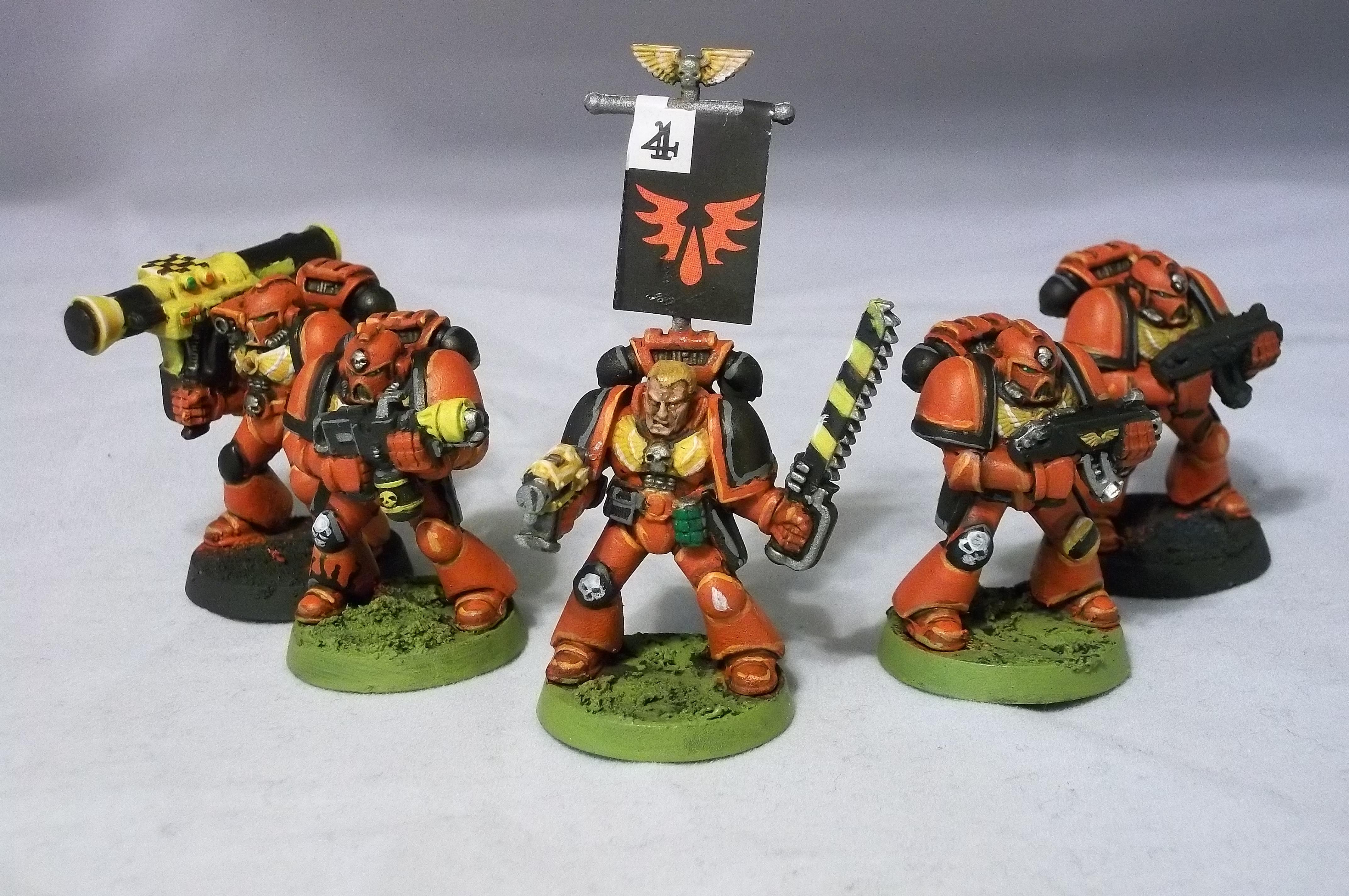 2nd Ed, Back Banner, Blood Angels, Flamer, Missile Launcher, Retro, Space Marines, Tactical Squad, Work In Progress