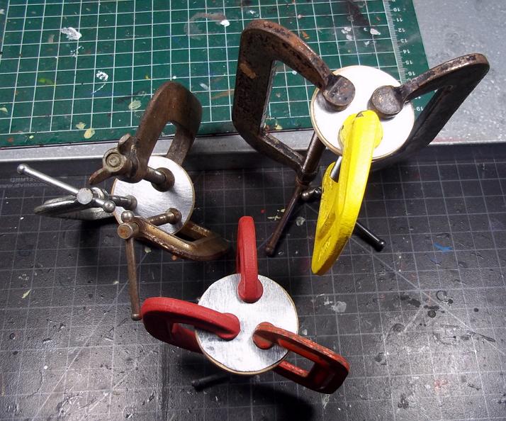 Base, Energy Shield, Steel plates attached to MDF with CA glue and clamped