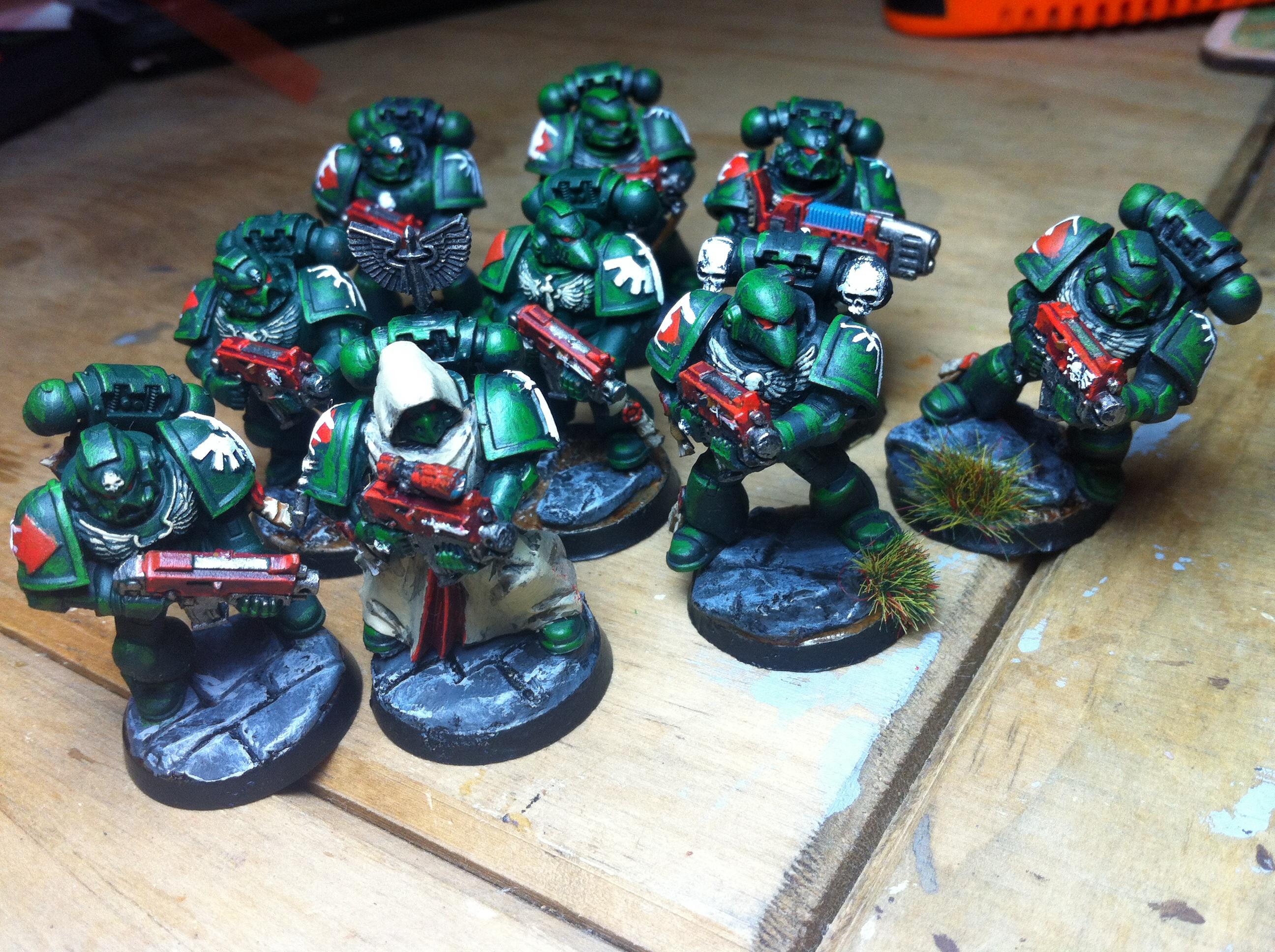 5th Company, Astartes, Bolter, Dark Angels, Dark Vengeance, Imperial, Imperium, Lbsf, Mankind, Painted, Power Armour, Space, Space Marines, Squad Markings, Tactical Squad, Urban Base, Warhammer 40,000