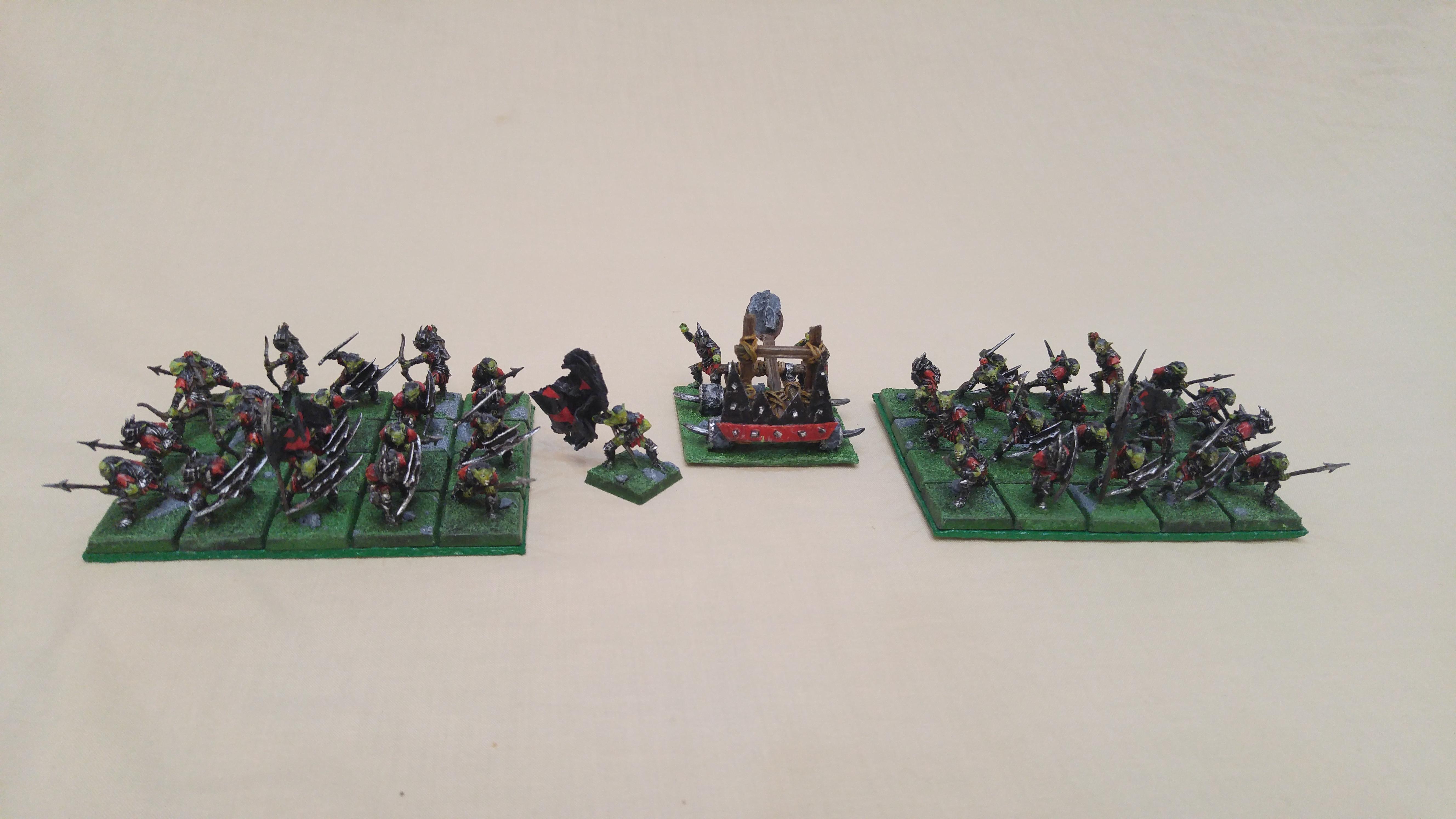 Big Rock Thrower, Catapult, Cheap, Em4, Flag, Flag Bearer, Flaggit, Goblin Rabble, Goblins, Kings Of War, Kow, Lord Of The Rings, Moria Goblin, Orcs, Orks, Paper Towel, Rabble, Scratch Build, Sprue