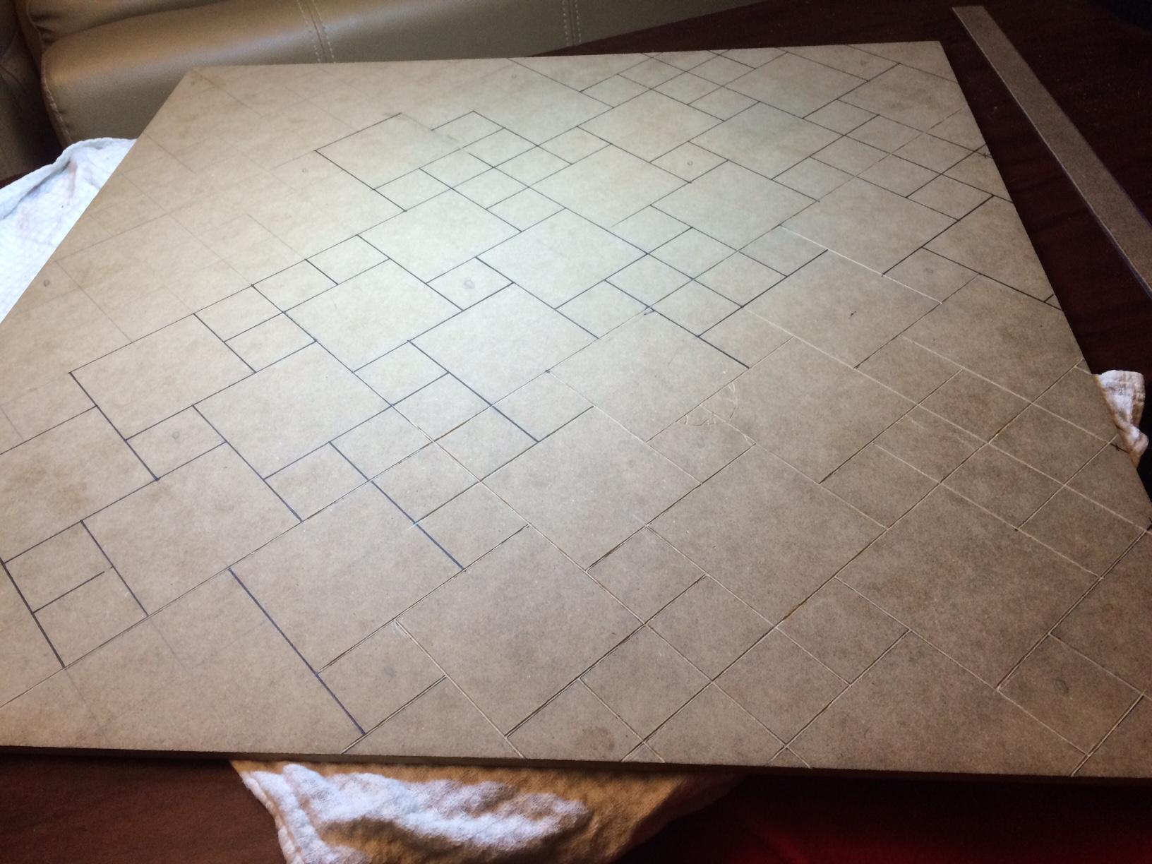 Sculpting the MDF to create slab pieces