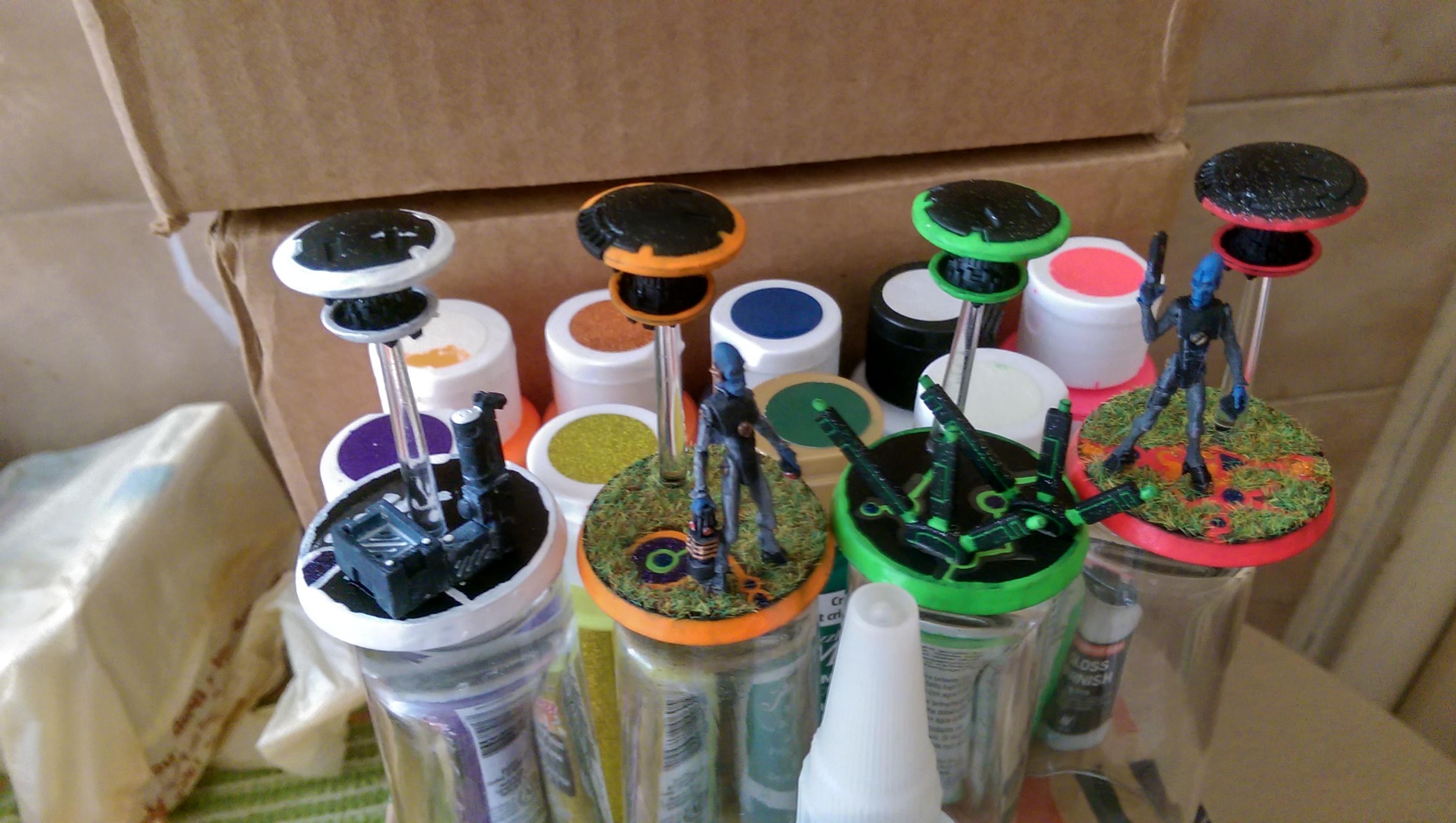 Amry, Empire, Markers, Neon, Objective Marker, Tau, Tron, Warhammer 40,000, Work In Progress