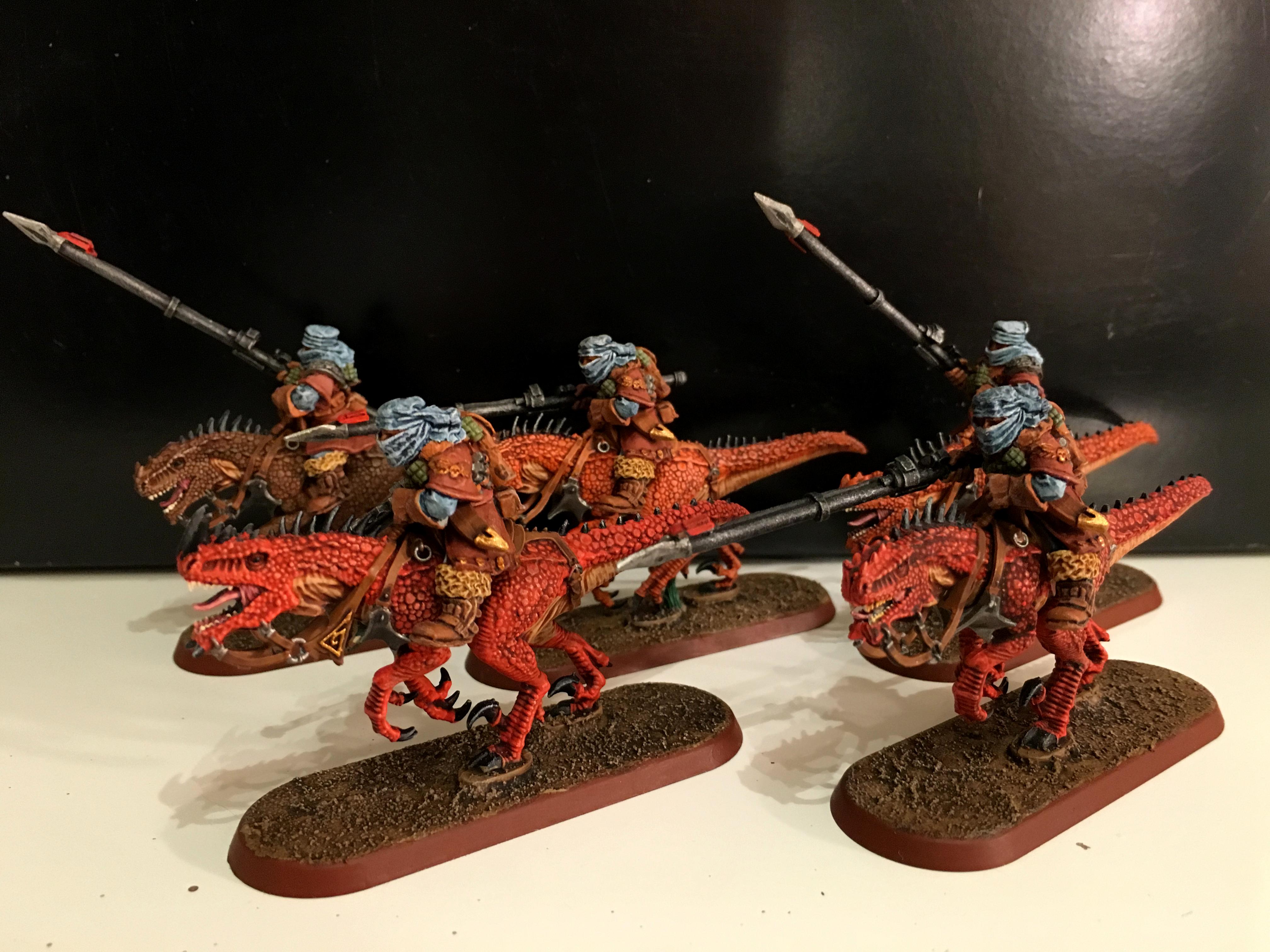 Cavalry, Cold One, Dark Elves, Dinosaur, Imperial Guard, Raptors, Rough Riders, Tallarn Desert Raiders