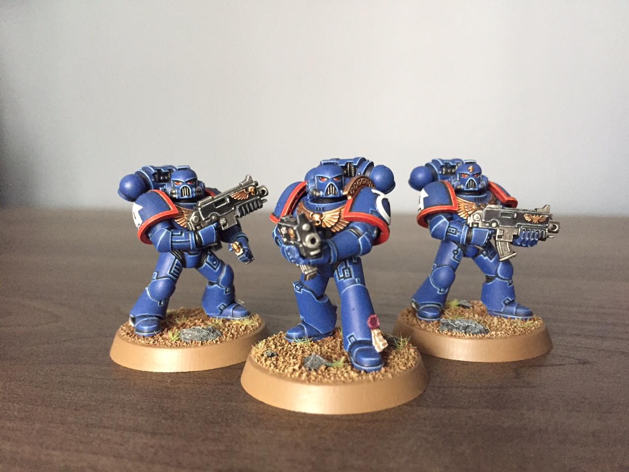 Ultramarines Re-Based to 32mm + Static Grass