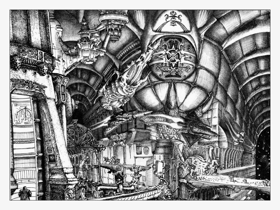 Artwork, Battlefleet Gothic, Copyright Games Workshop, Retro Review, Space Fleet, Tony Hough, White Dwarf