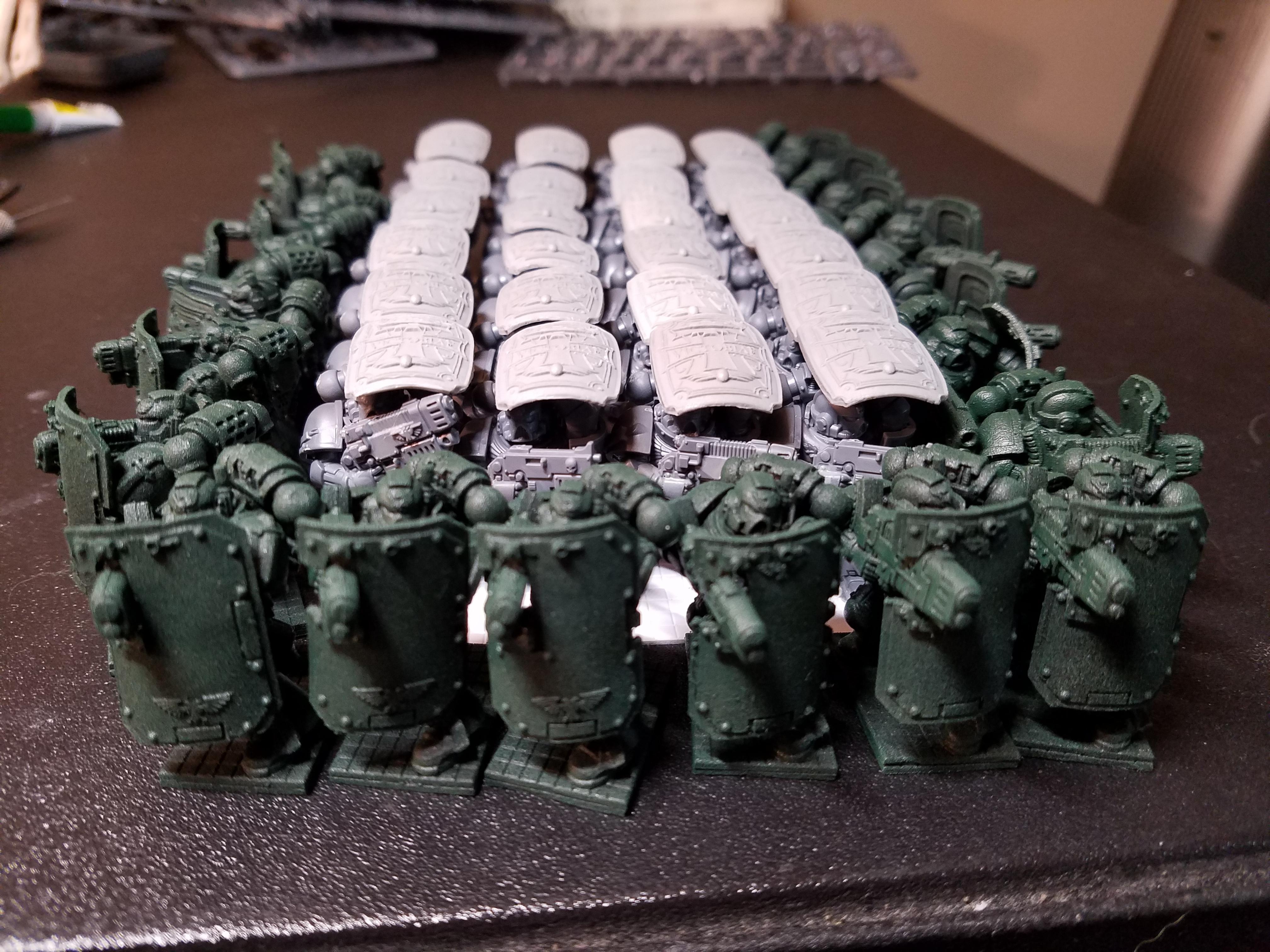 Army, Astartes, Boarding Shields, Dark Angels, Dark Angels Chapter, Forge World, Imperium, Space Marines, Turtle