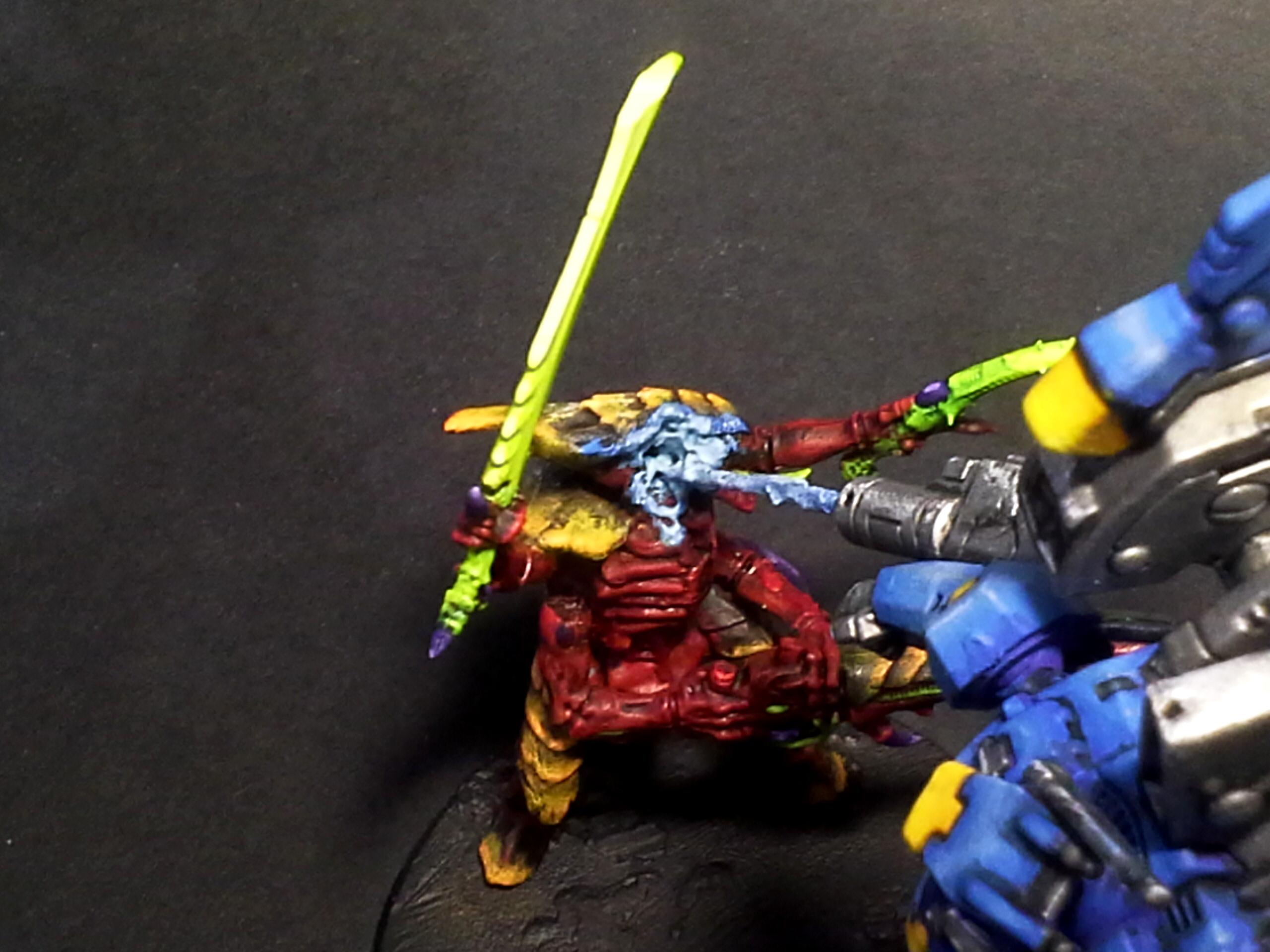 111, Battle, Battlesuit, Conversion, Diorama, Duel, Fallout, Fight, Flying, Head Shot, Mech, Nuka Cola, Object Source Lighting, Plasma, Tau, Tyranids, Warriors