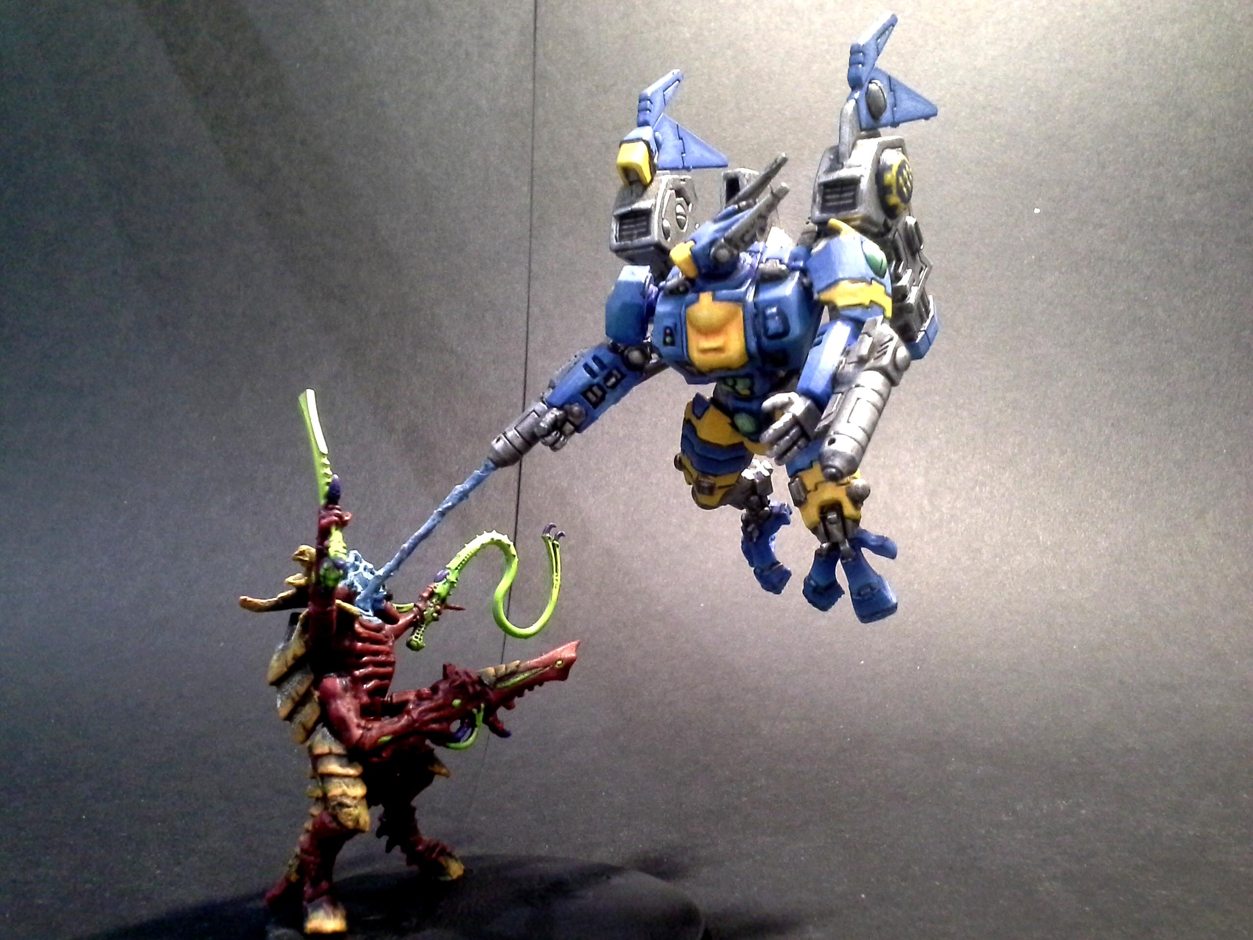 111, Battle, Battlesuit, Conversion, Diorama, Duel, Fallout, Fight, Flying, Head Shot, Mech, Nuka Cola, Object Source Lighting, Plasma, Tau, Tyranids, Warriors