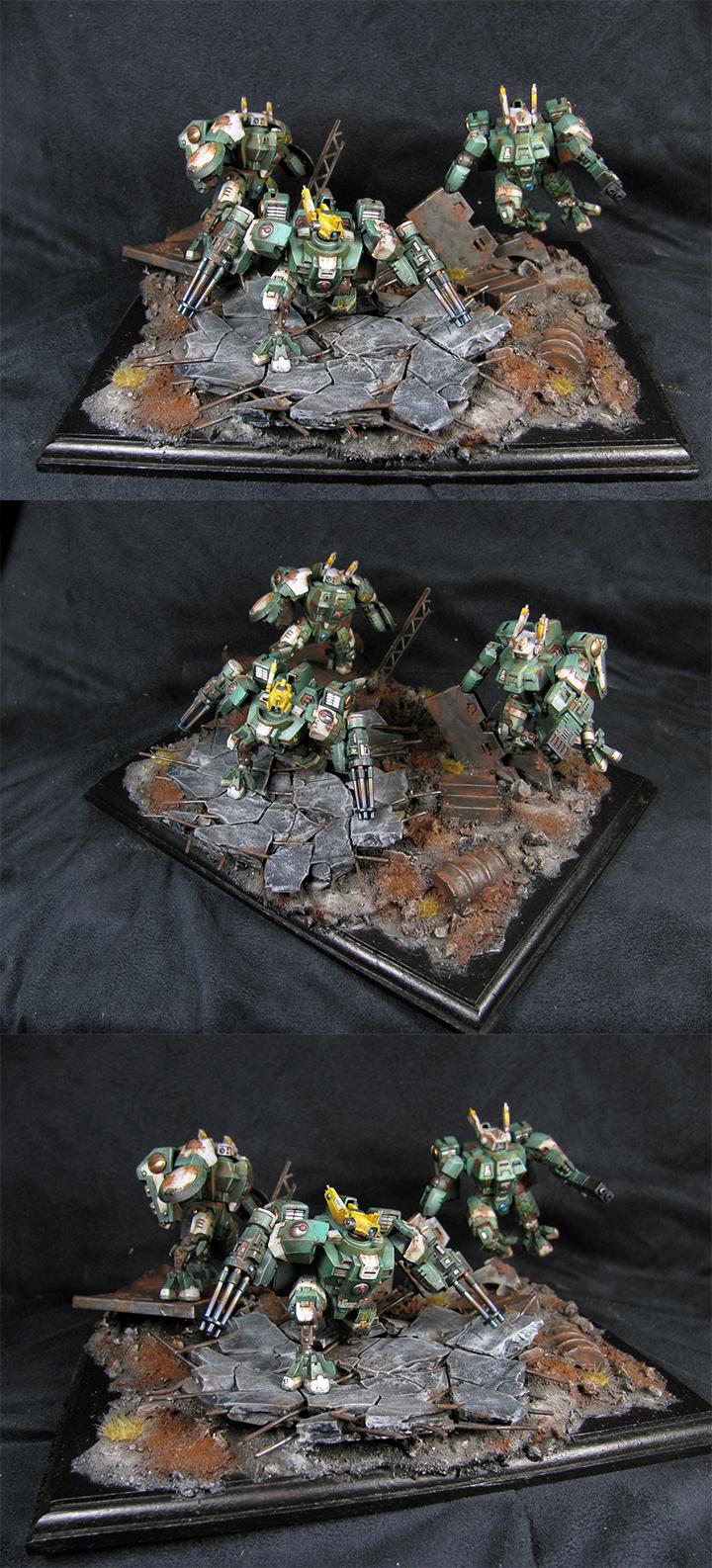 Crisis Battlesuit, Diorama, Tau, Team, Unit, Warhammer 40,000