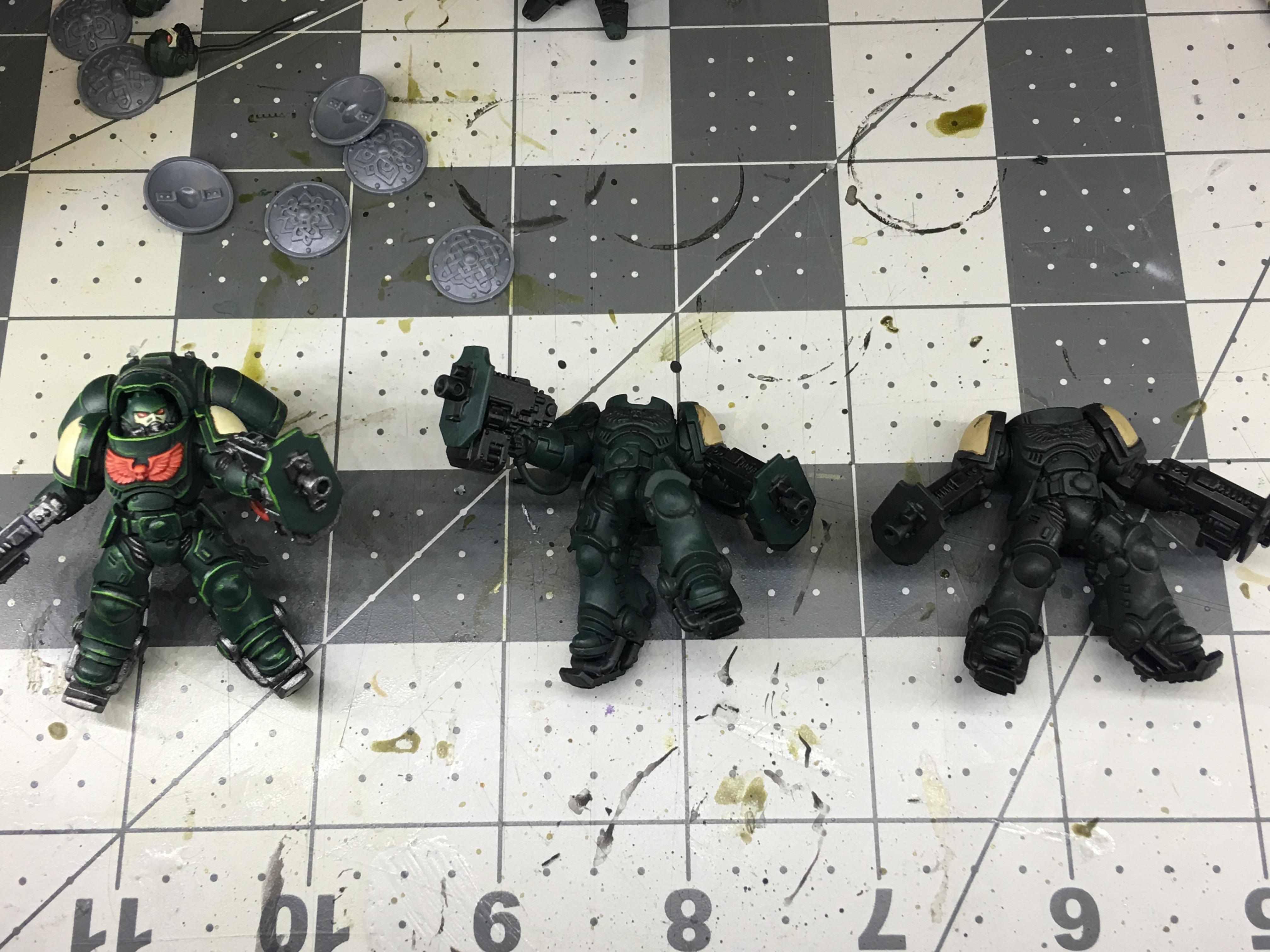 Test mini mostly done, 2nd two base colors applied and washed