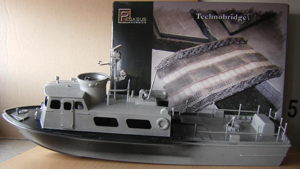 Beached ship and bridge