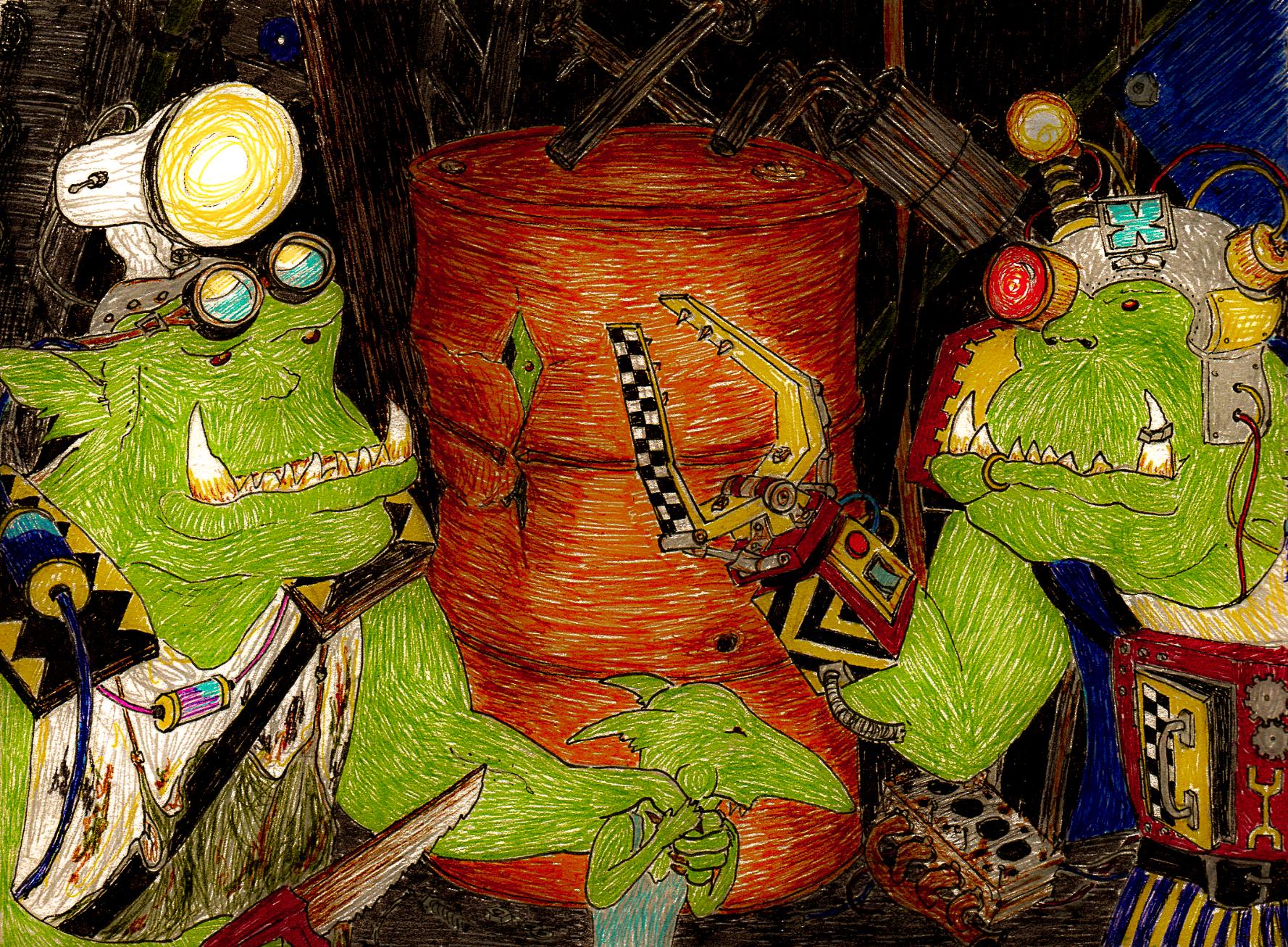 Cartoon, Drawing, Fiction, Graphic, Grots, Humour, Illustration, Orks, Sketch