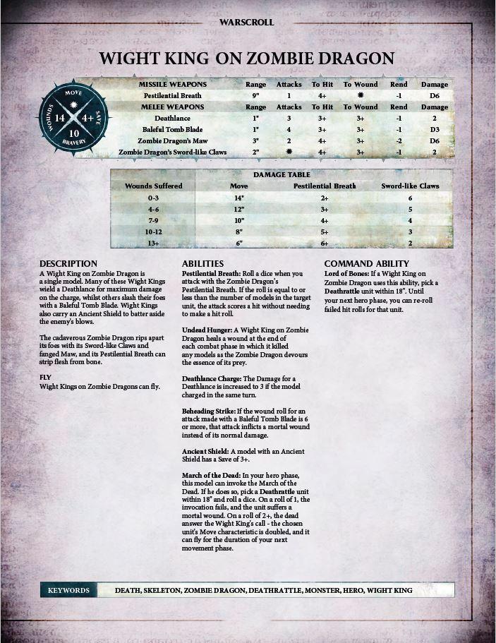 Age Of Sigmar, Wight King on Zombie Dragon Warscroll test 2