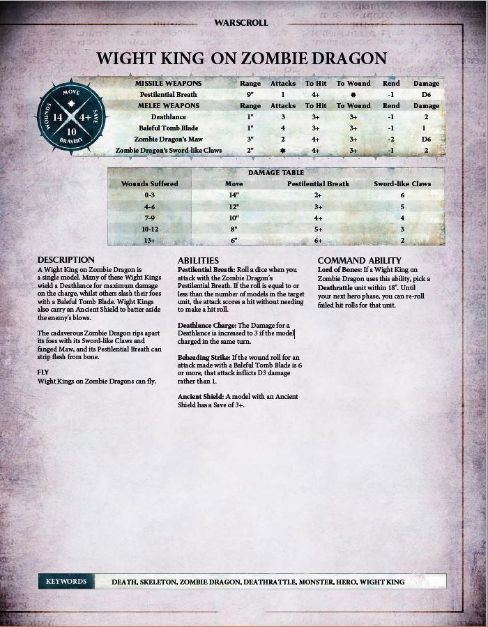 Age Of Sigmar, Wight King on Zombie Dragon Warscroll test 3