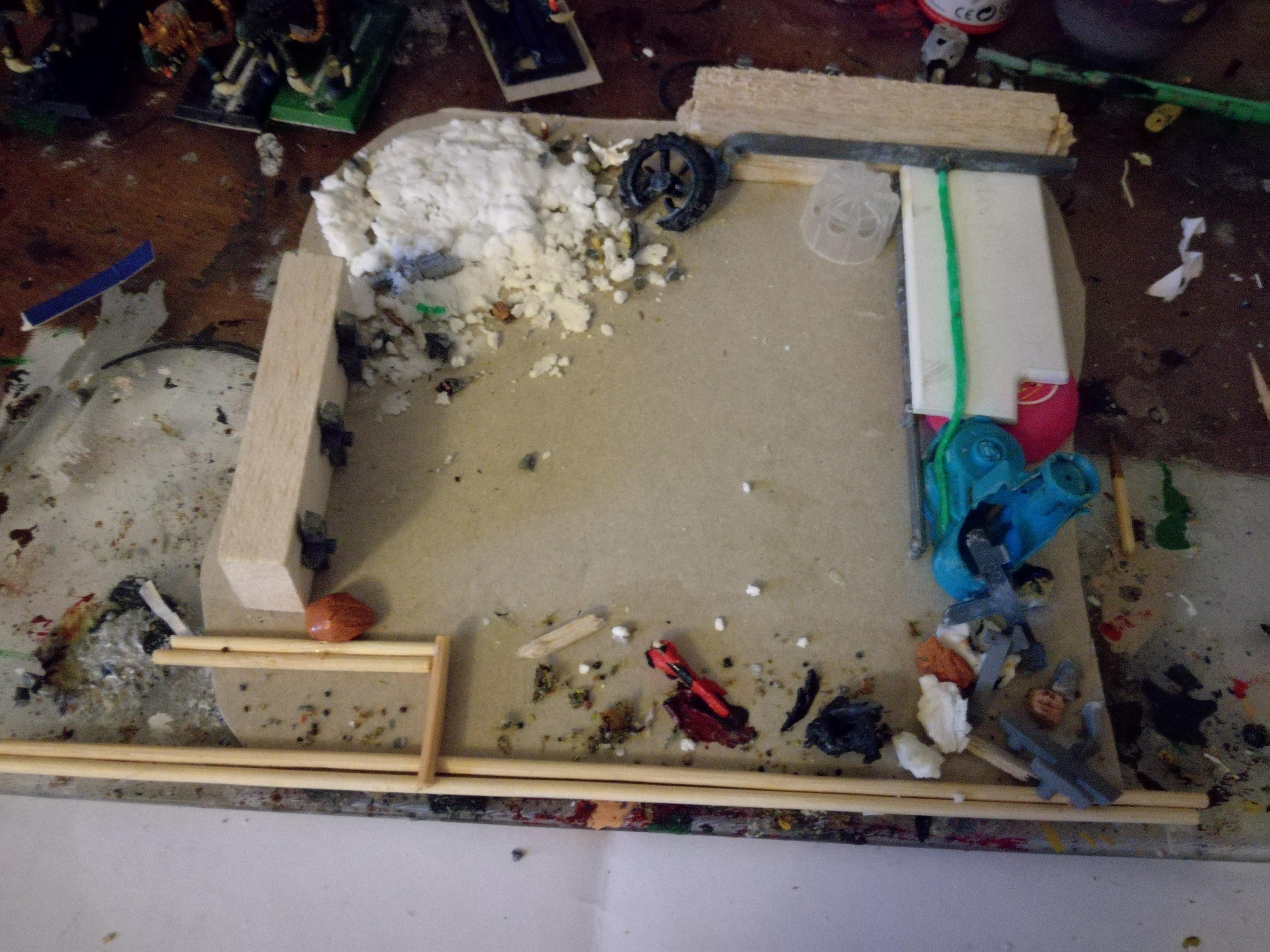40K Underhive junk-built terrain Toxic Lake WIP