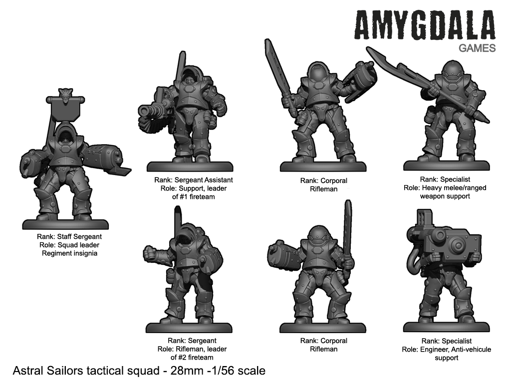 28mm, Armor, Astral Sailors, Infantry, Sci Fi