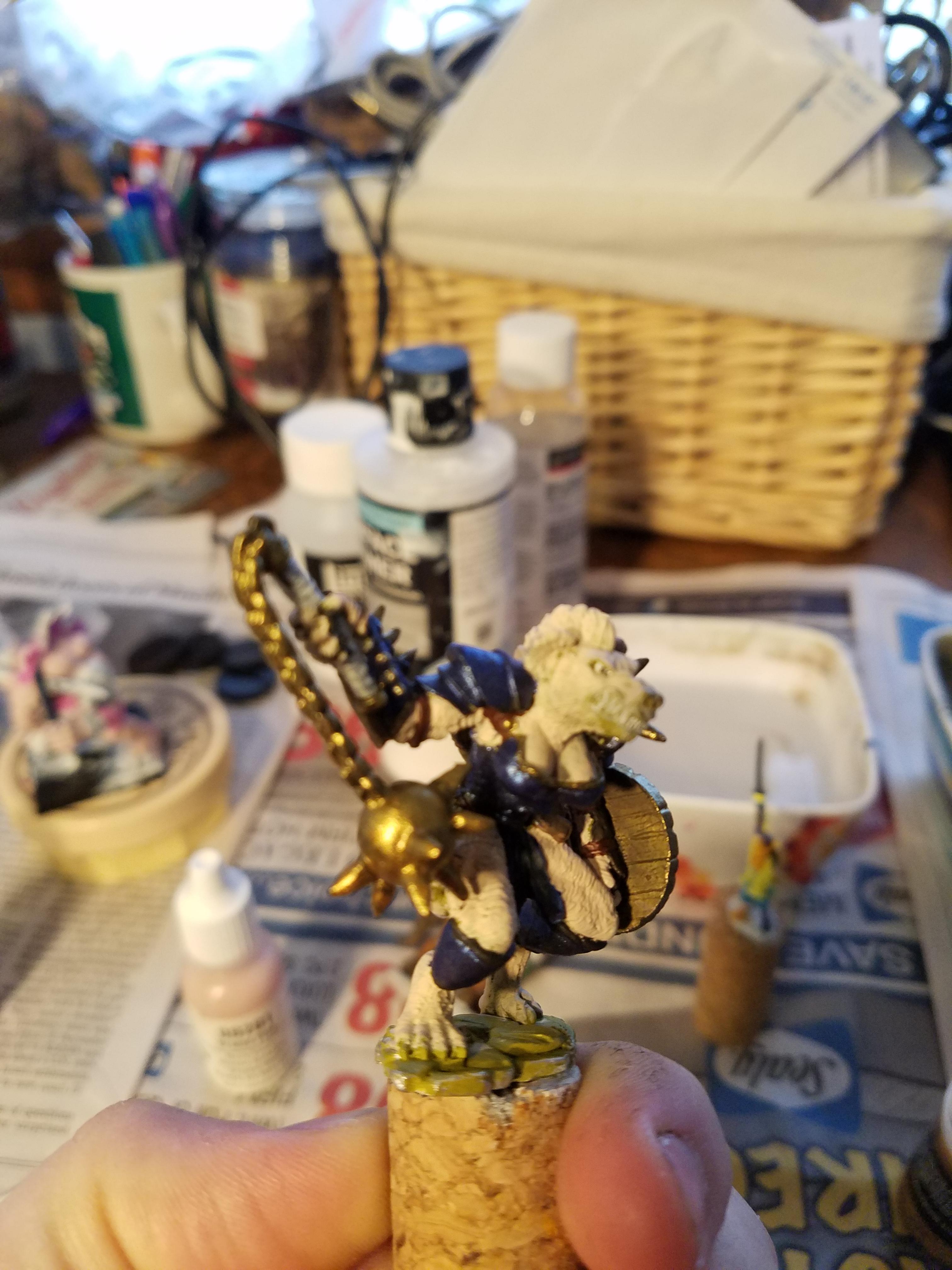 Blue Metallic, Colored Metallics, Do You Even Touchup Bro, Female, Gnoll, Terrible Terrible Lighting, Work In Progress