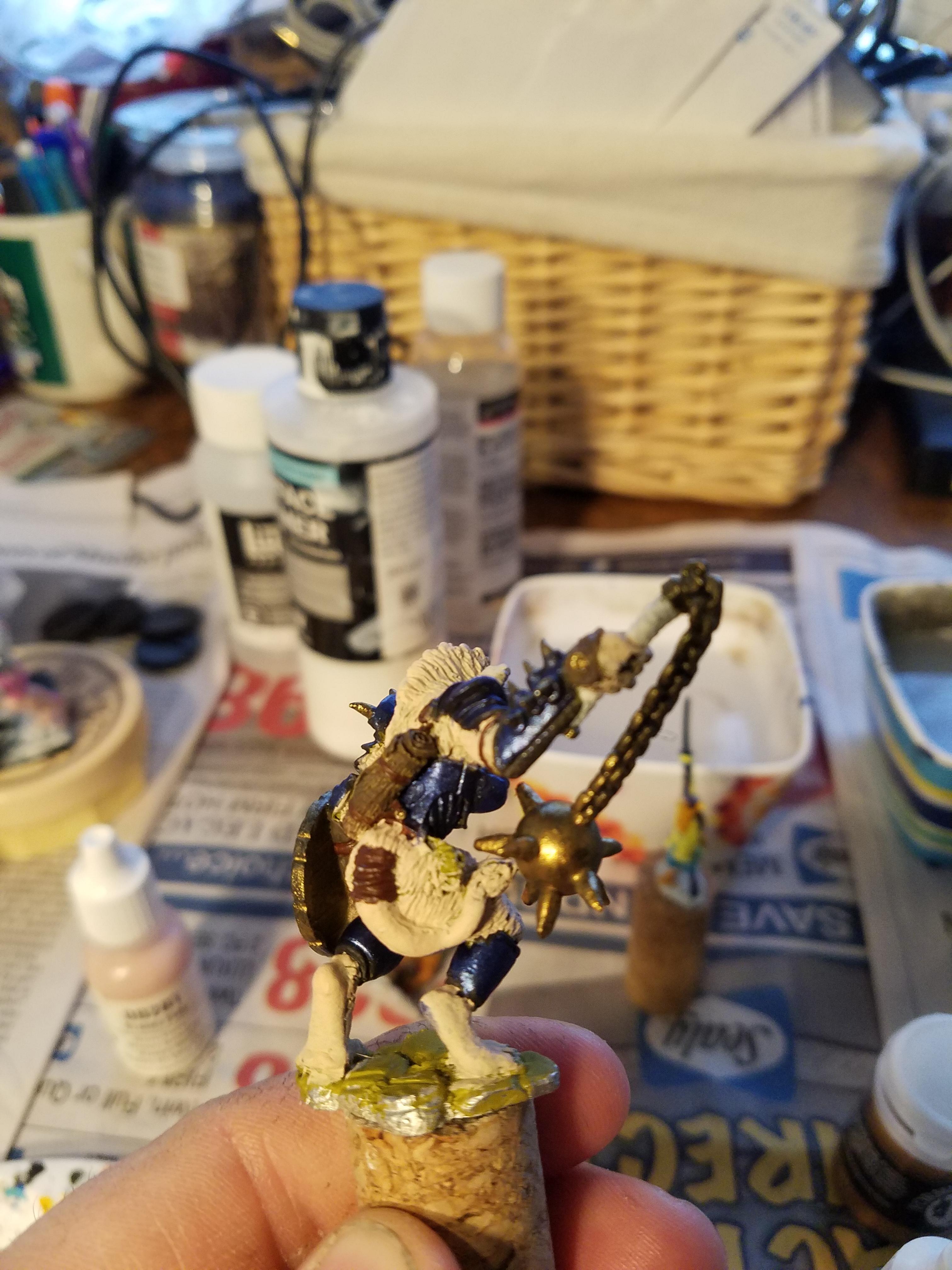 Blue Metallic, Colored Metallics, Do You Even Touchup Bro, Female, Gnoll, Terrible Terrible Lighting, Work In Progress
