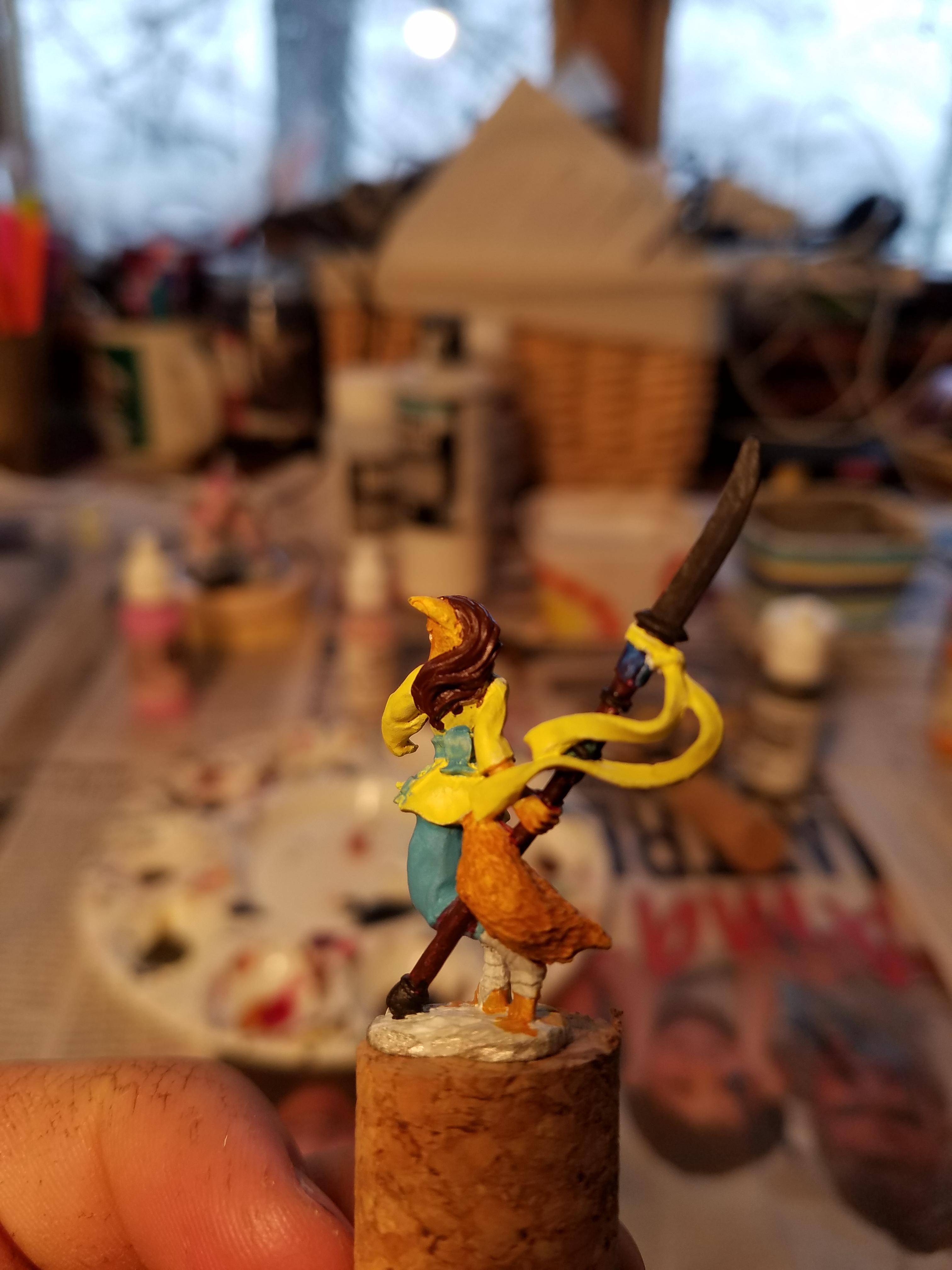 Base Coat, Female, Foxgirl, Kitsune, Polearm, Reaper, Work In Progress, Yellow