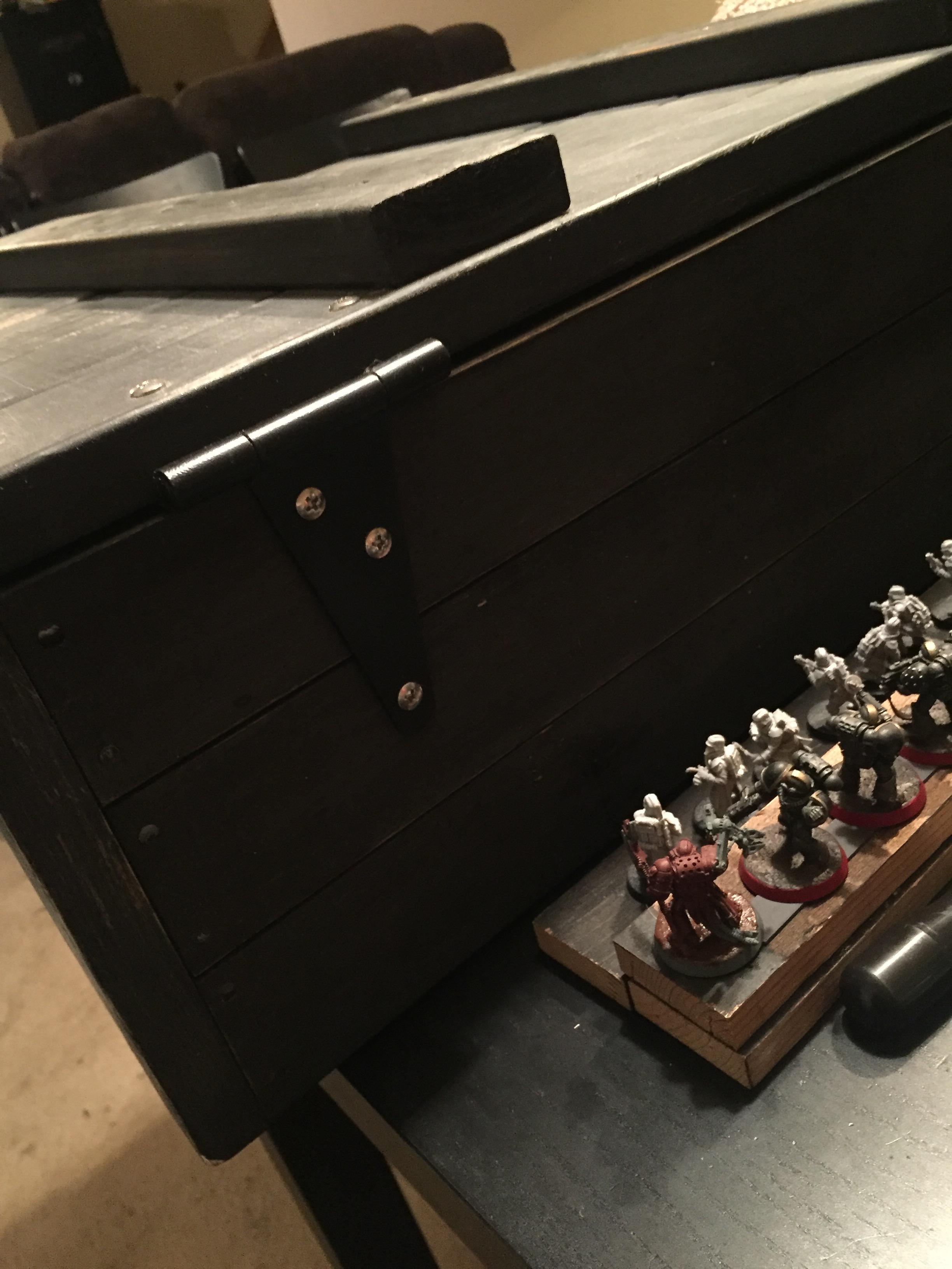 Hinges mounted, so the top opens instead of removes