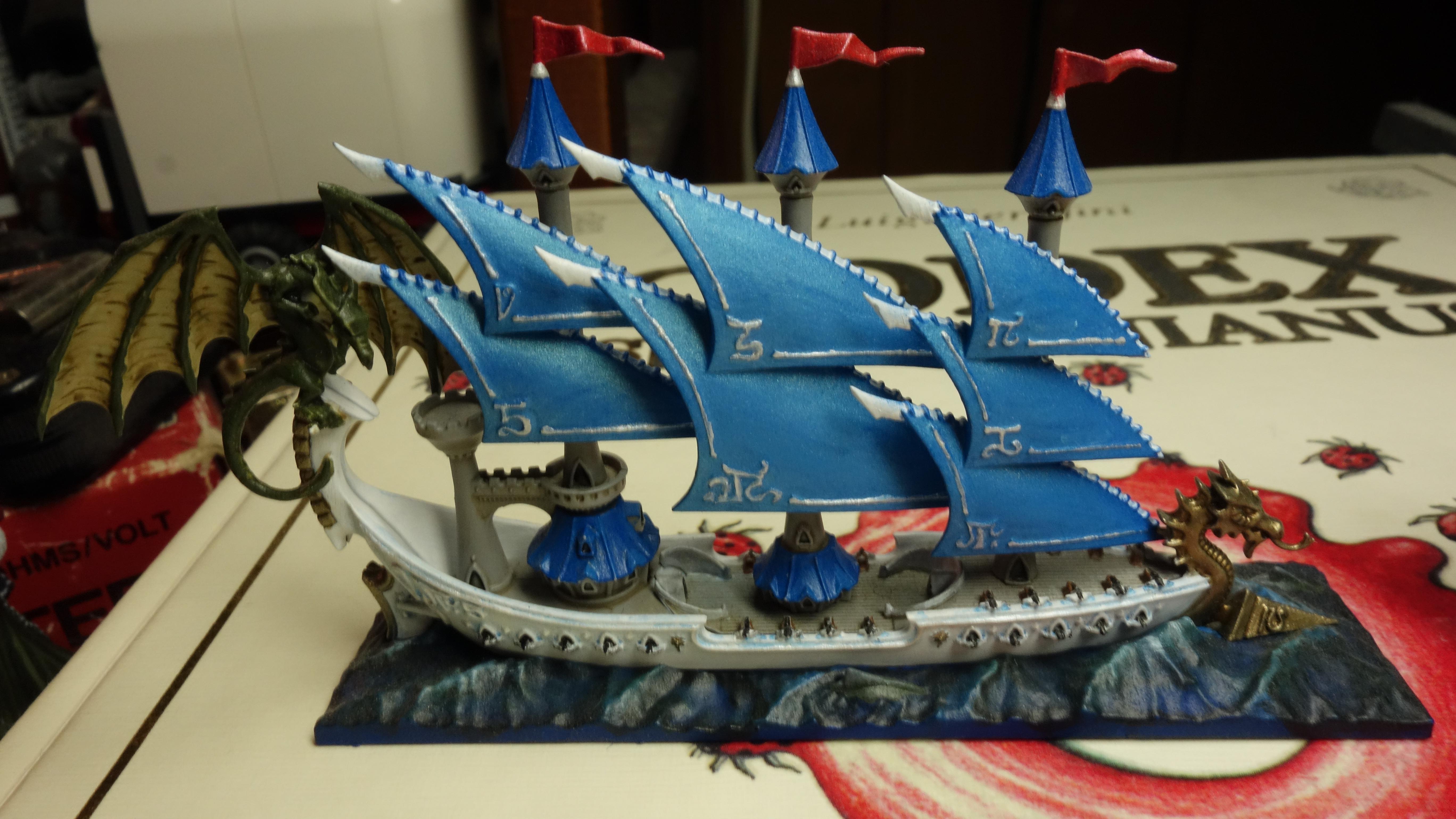 Boat, Dragon, Dreadfleet, Elves, Games Workshop, Sail, Sea