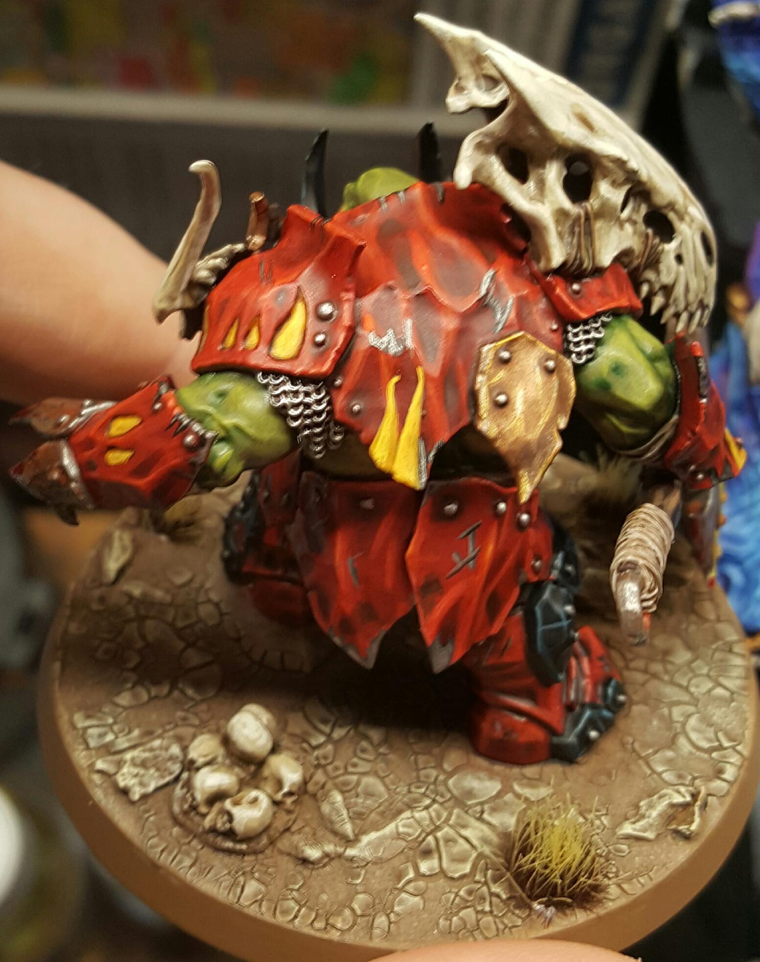 Age Of Sigmar, Ironjaw, Ironjawz, Megaboss, Orruk, Red, Wasteland Base, Weathering Effects
