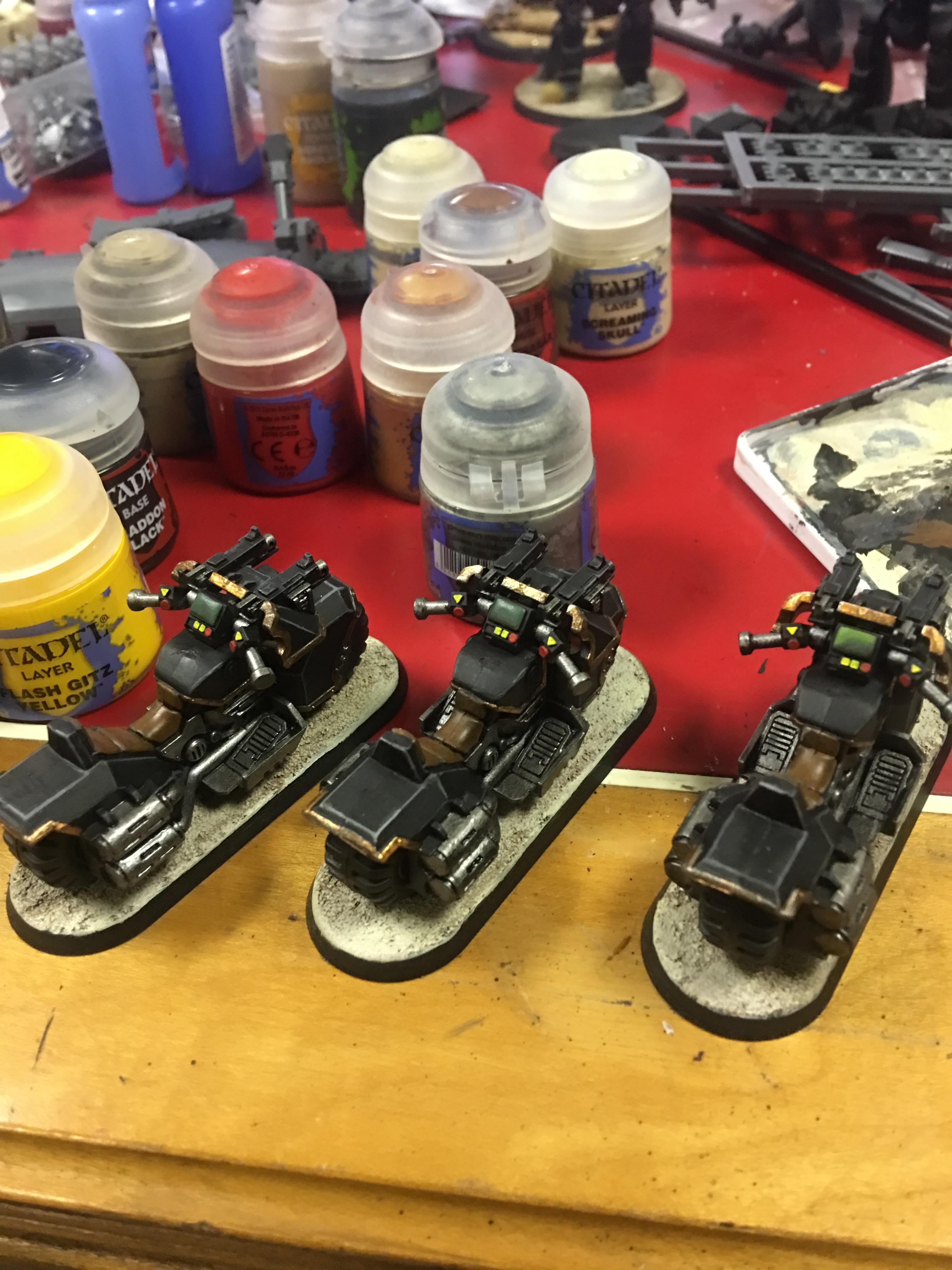 Bike WIPs with basing method visible