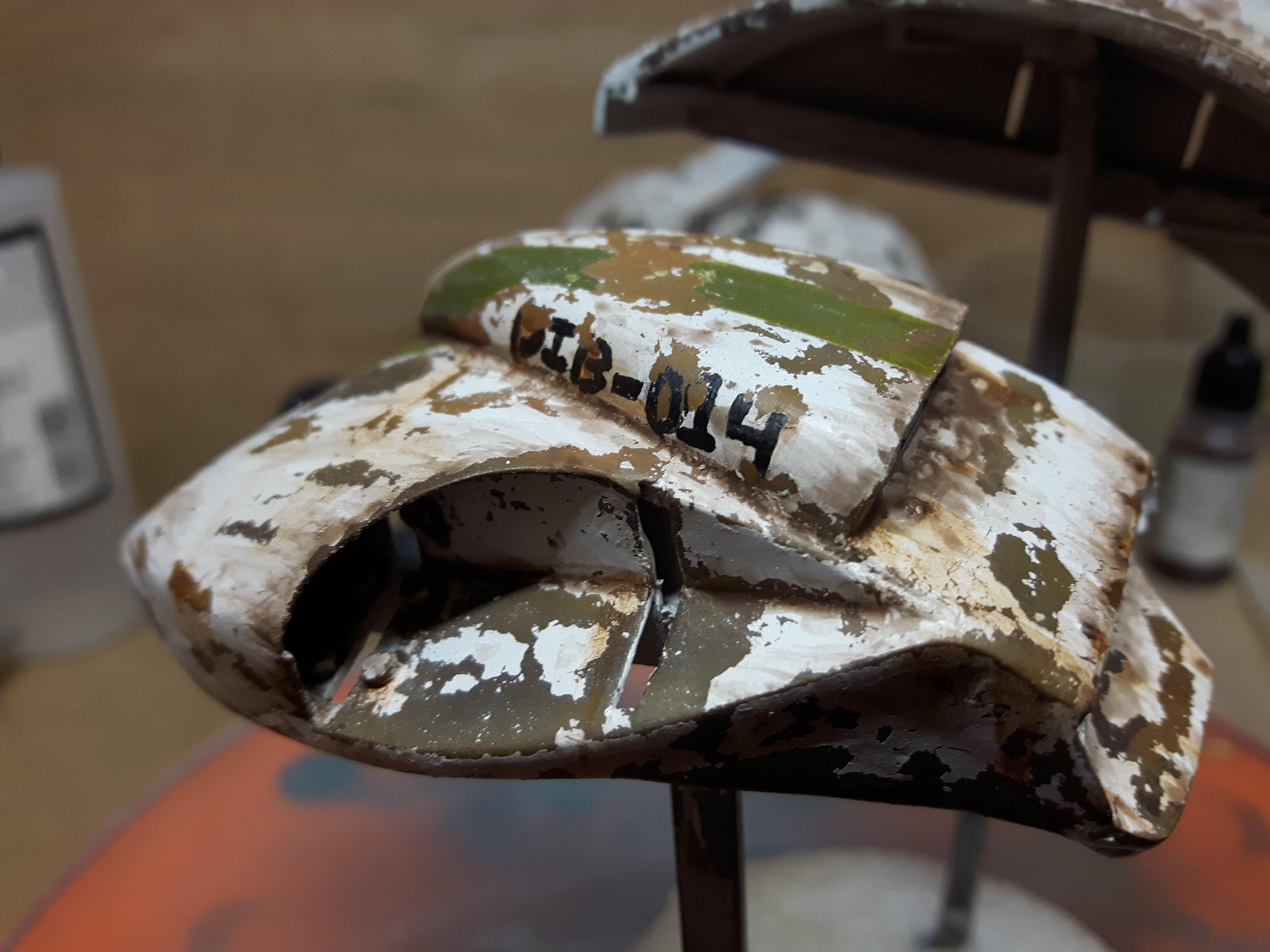 Weathered shoulder pad side view