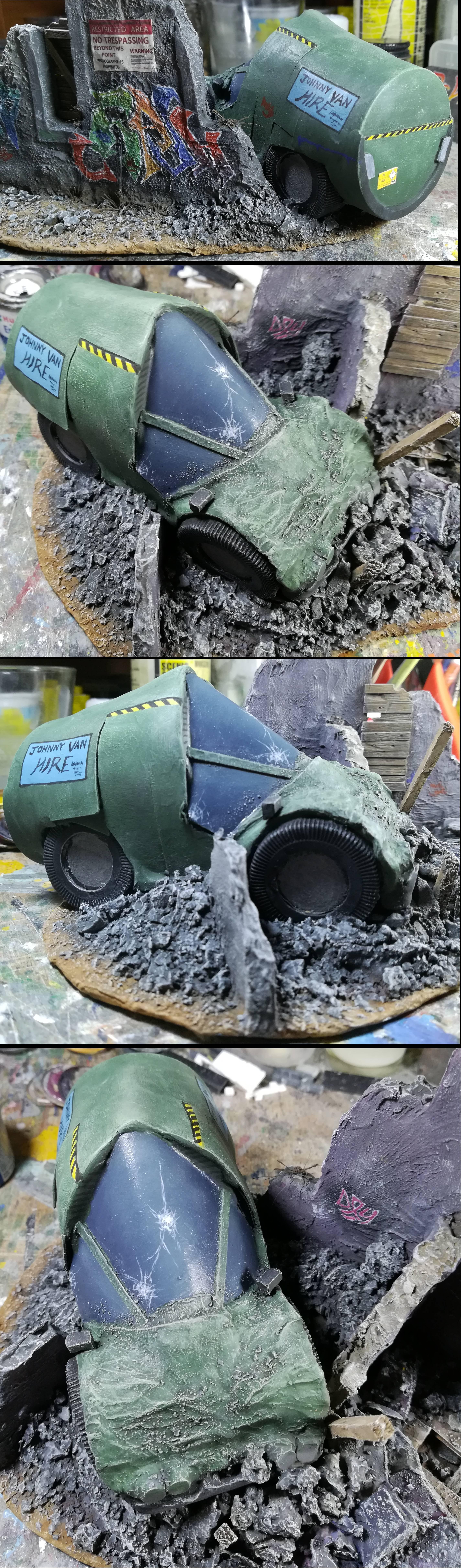Civilian, Terrain, Truck, Van, Wreck