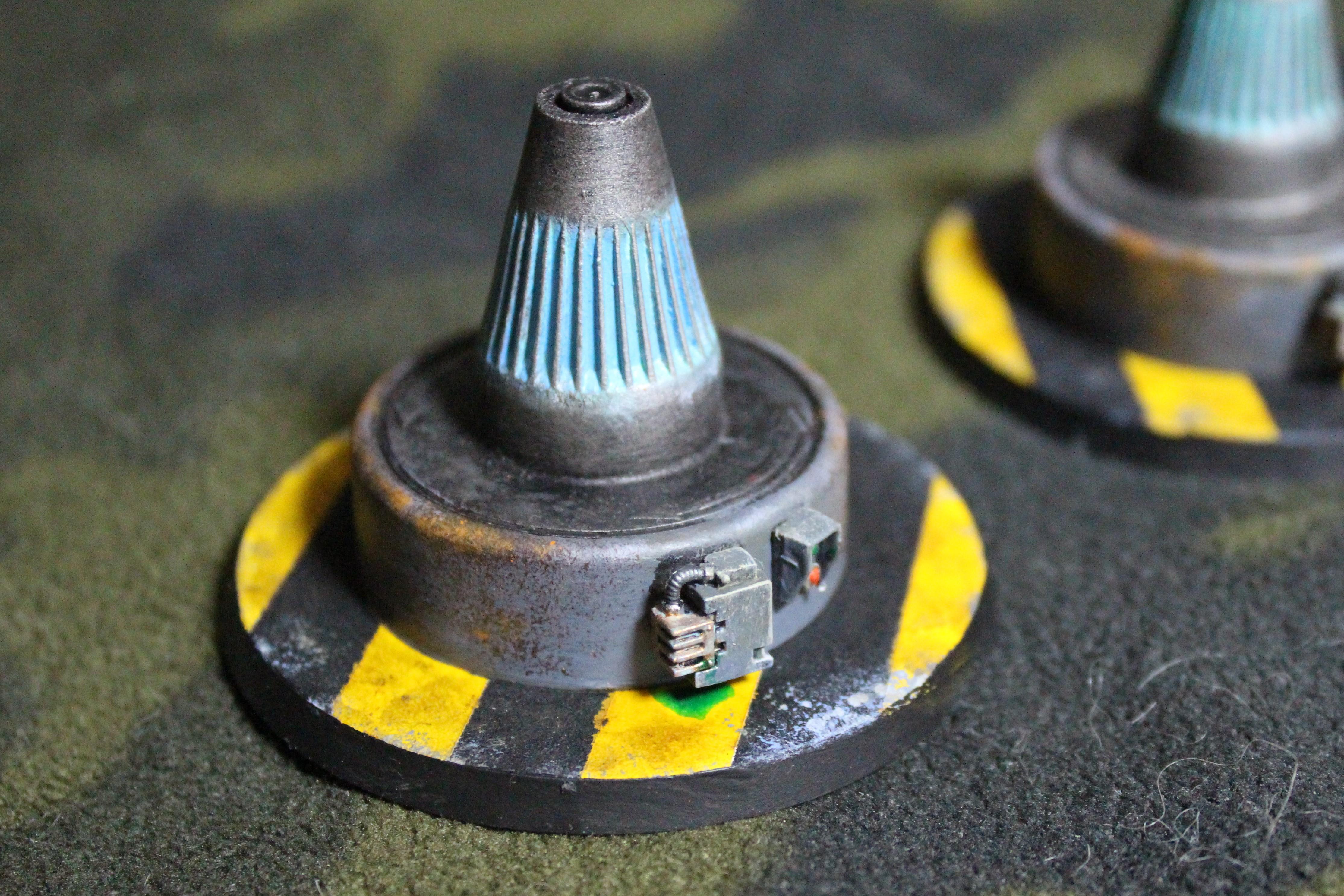 Closeup showing leaky heat exchanger and emergency stop button