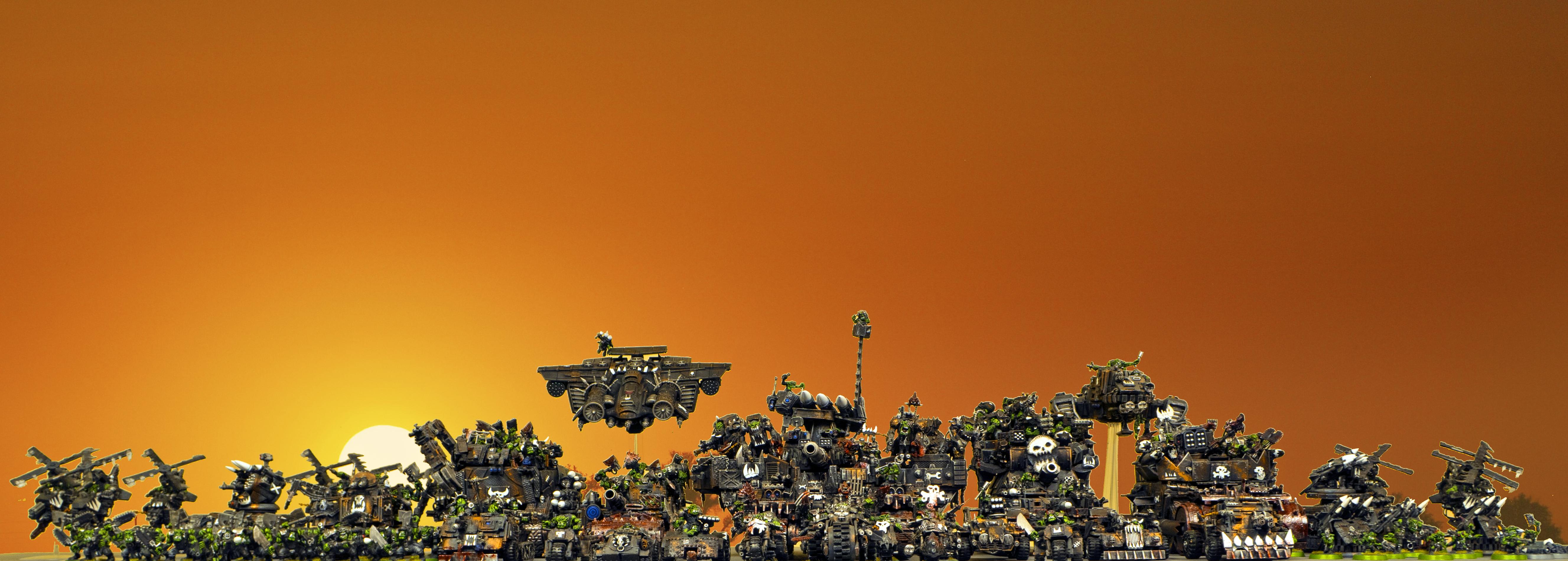 Battlewagon, Battlewagons, Big Trakk, Boy, Dakkajet, Deff Dread, Deffkopta, Grot Riggers, Grots, Gun Trukk, Kustom Mega Fortress, Large Ork Army, Lobbas, Lootas, Mad Max Orks, Mega Armourned Warboss, Meganobz, Nob, Nob Bikers, Ork Army, Ork Boyz, Ork Buggy, Ork Dakkajet, Ork Goff Army, Ork Goffs, Ork Mechanized Army, Ork Painted Army, Ork Skorcha, Ork Trukk, Ork Warkopta, Ork Wartrakk, Orks, Painboy, Painboy On Bike, Warboss, Warboss On Bike