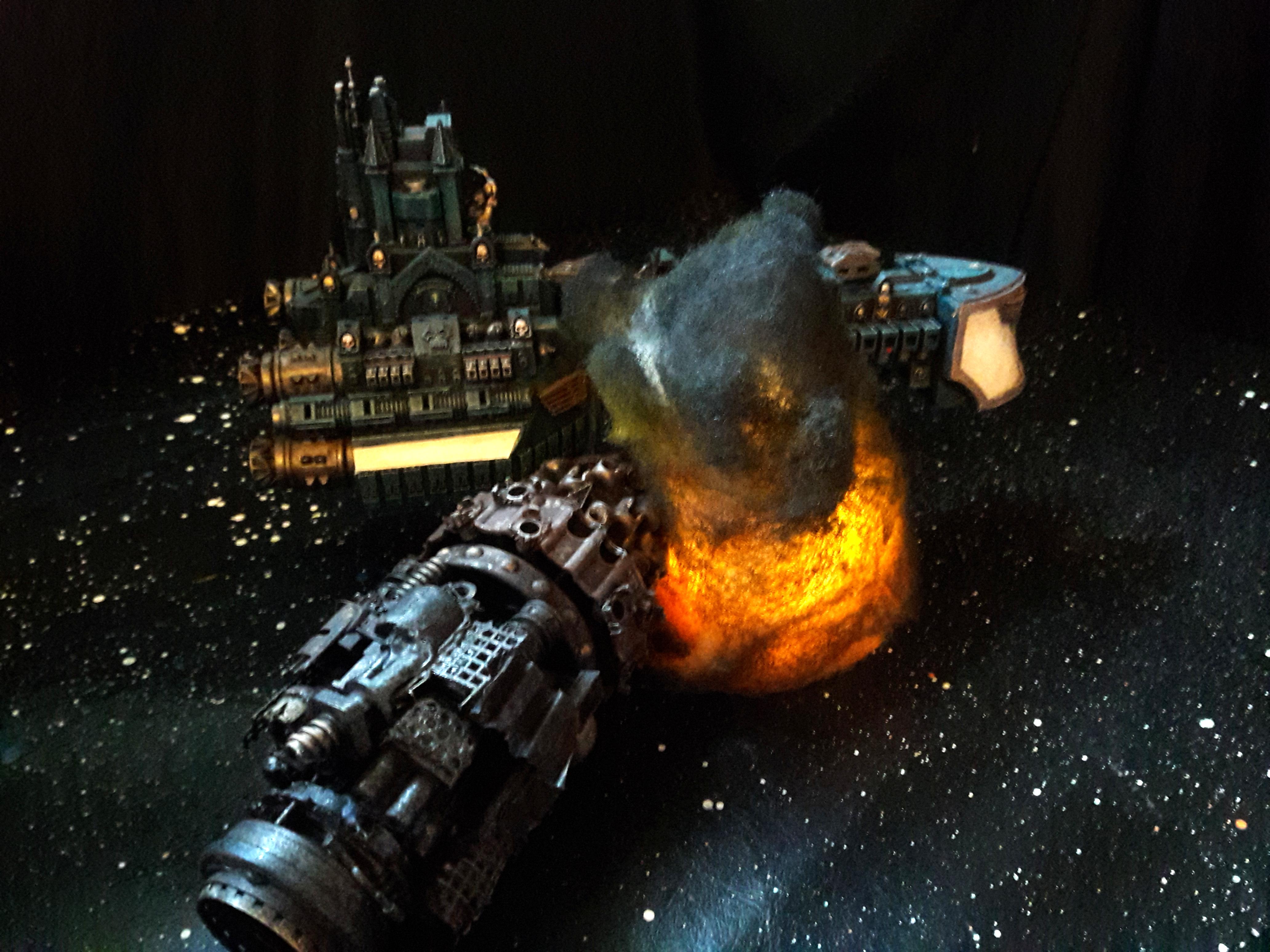 Battlefleet Gothic, Cruiser, Drill Ship, Orks, Rogue Trader Rpg, Scratch Build