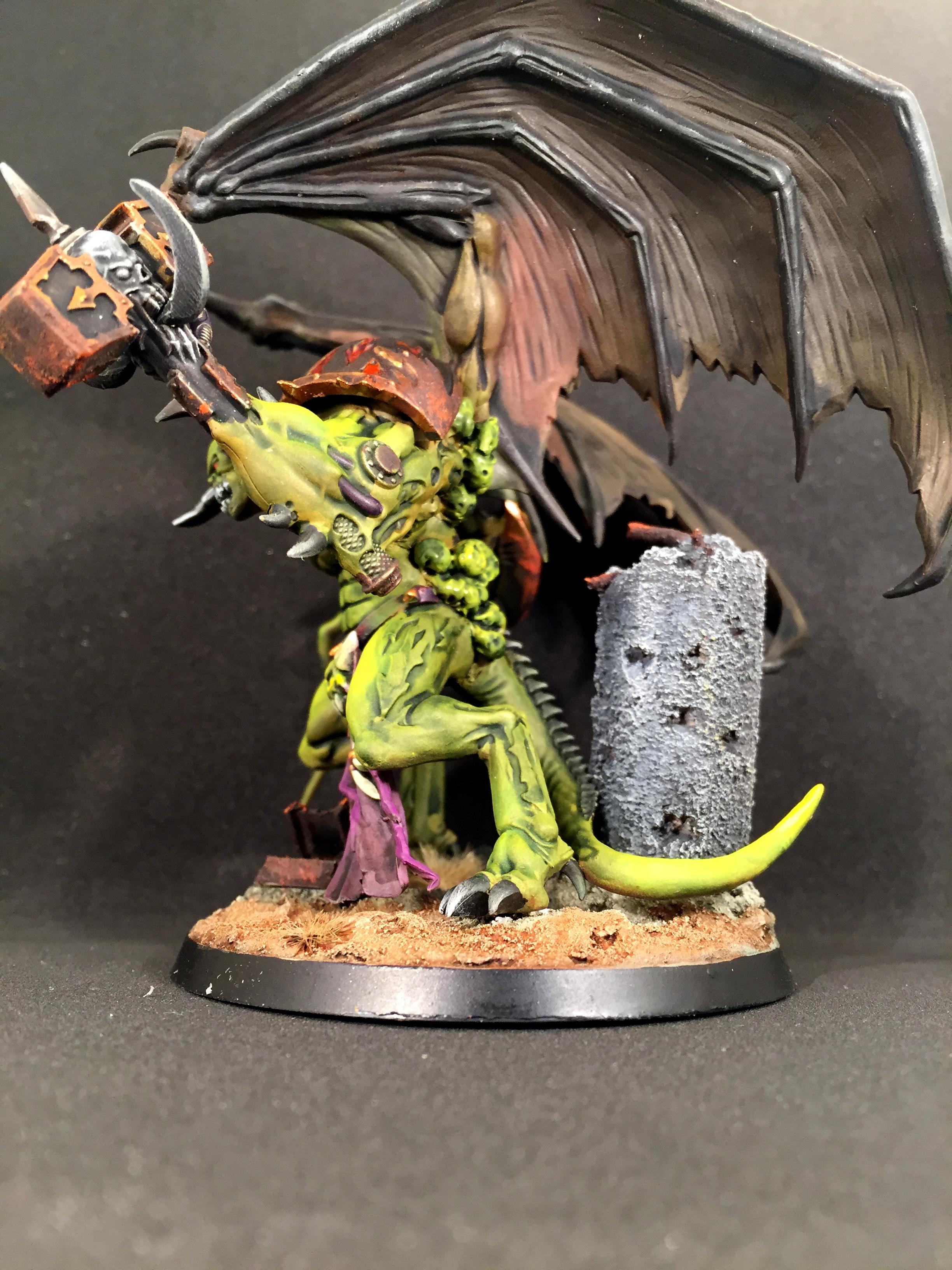 Daemon Prince, Death Guard, Glow, Mace, Nurgle, Warhammer 40,000, Winged