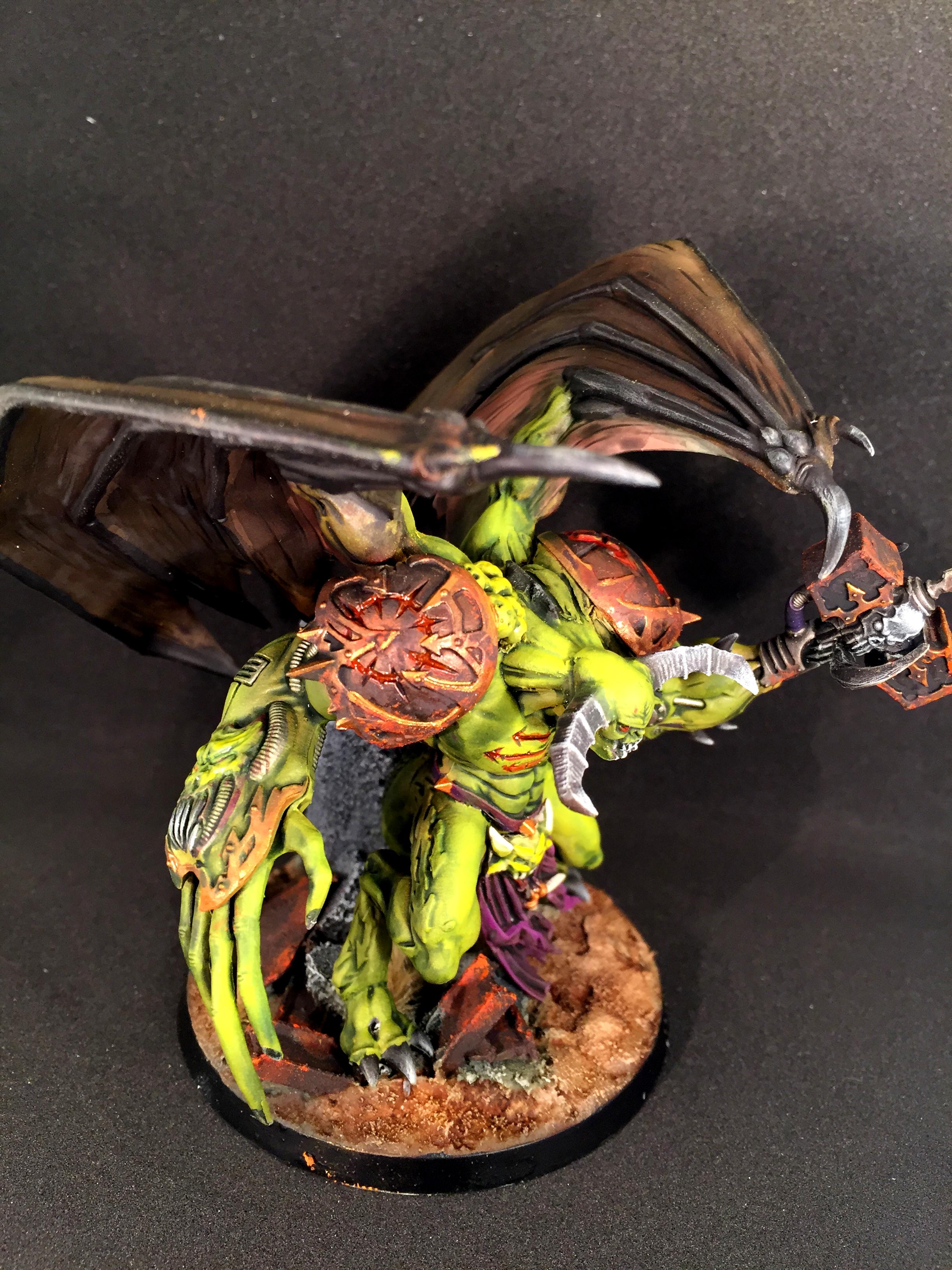 Daemon Prince, Death Guard, Glow, Mace, Nurgle, Warhammer 40,000, Winged