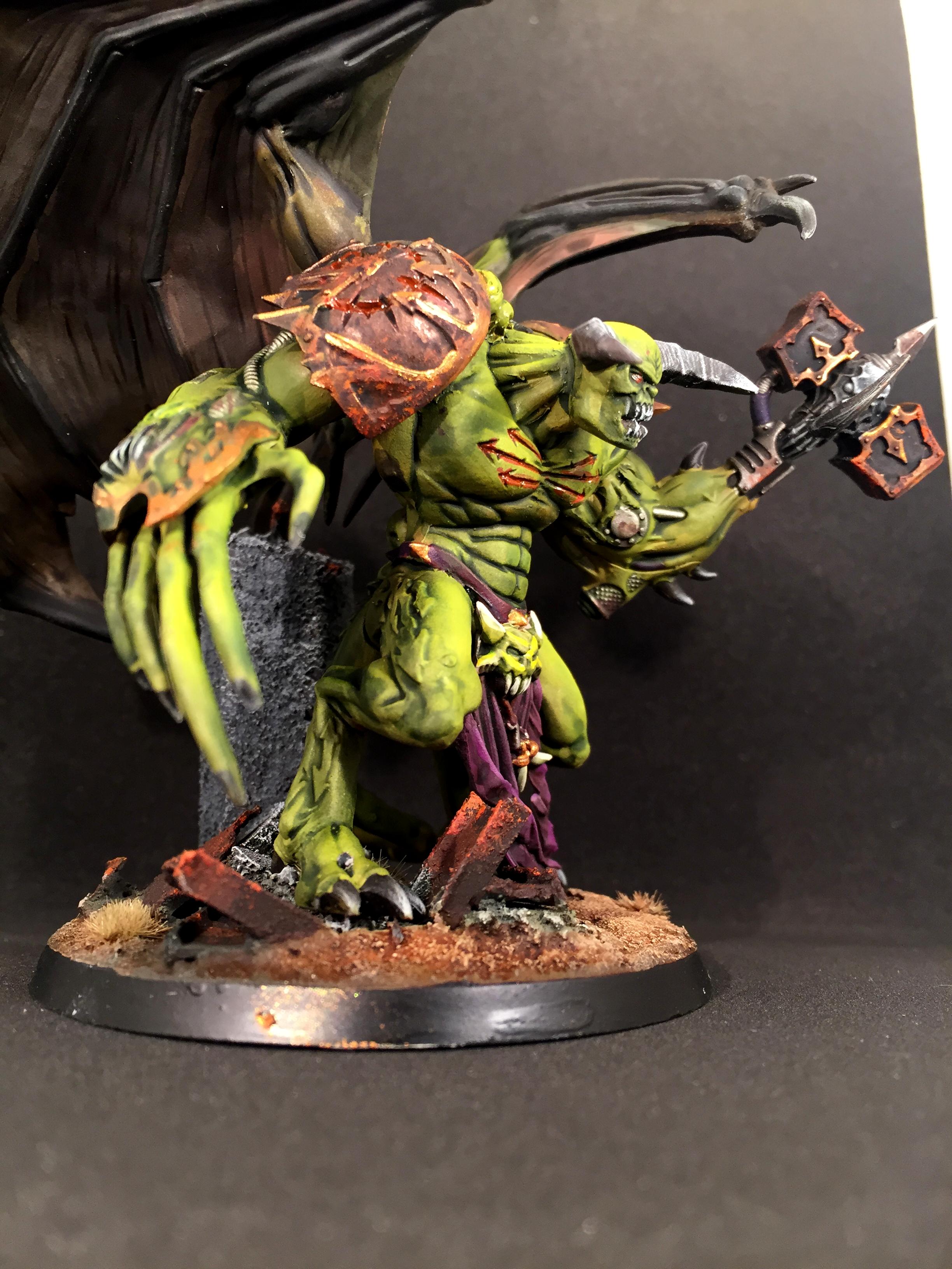Daemon Prince, Death Guard, Glow, Mace, Nurgle, Warhammer 40,000, Winged