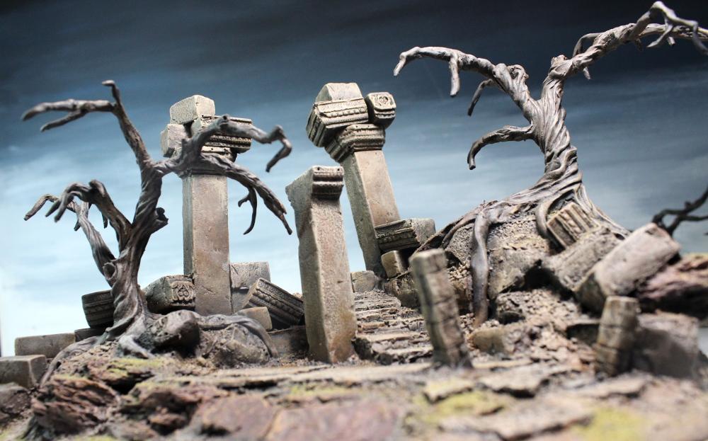 Standing Ornate Ruins and Pillars