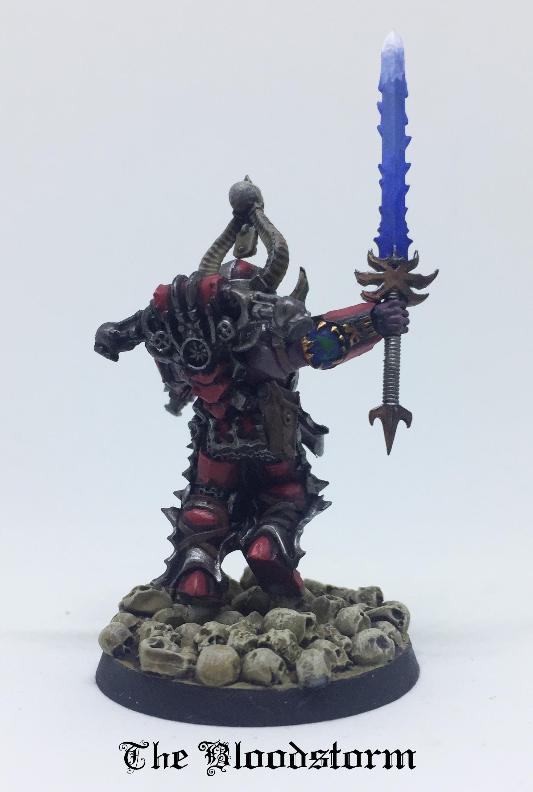 Champion, Chaos Lord, Chaos Space Marines, Hellblade, Khorne, Khorne Daemonkin, Kitbash, Power Sword, Skull Base, Warhammer 40,000, World Eaters