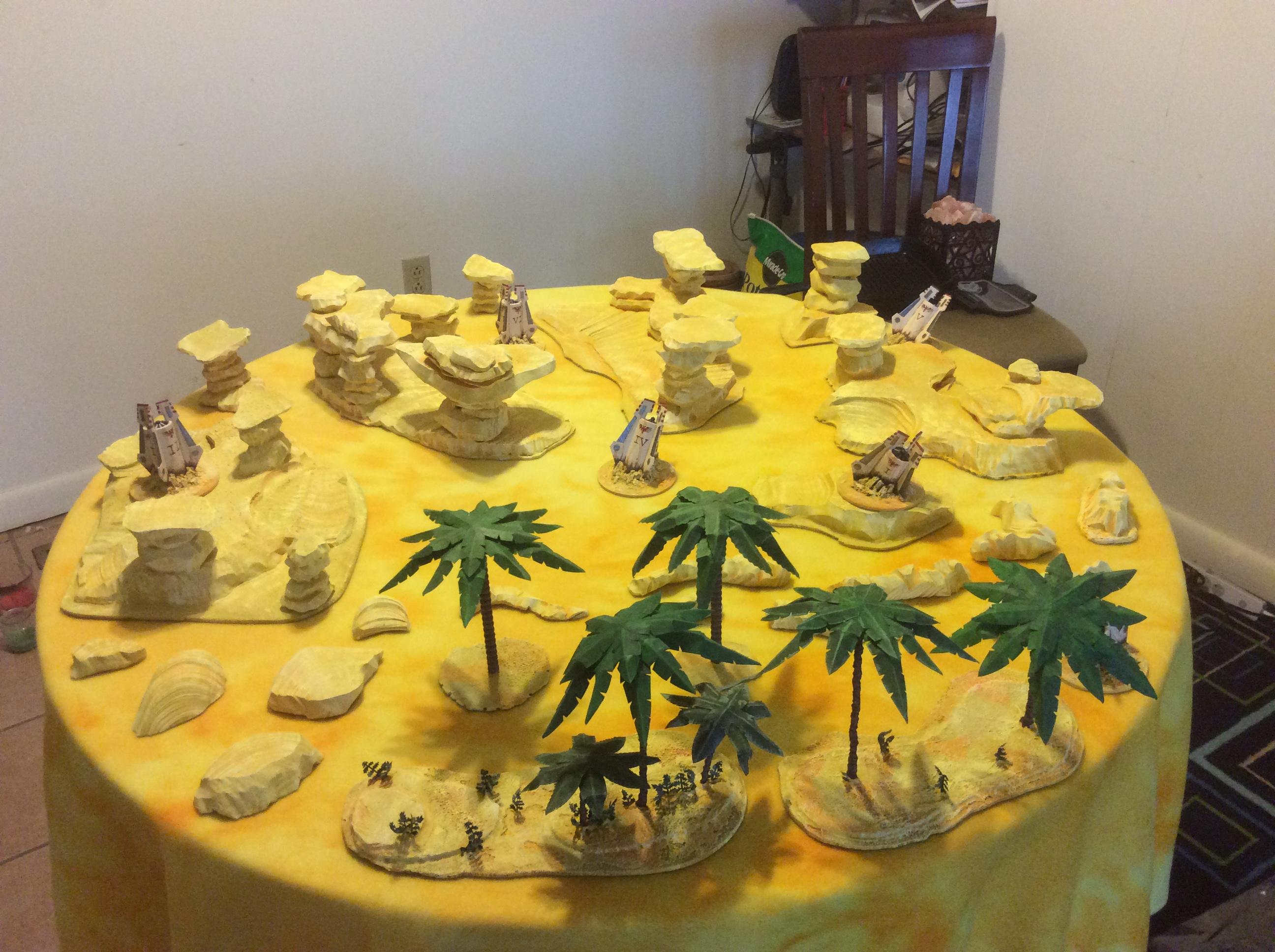 Beach, Desert, Game Table, Homemade, Palm, Rock, Sand, Scratch Build, Terrain, Trees