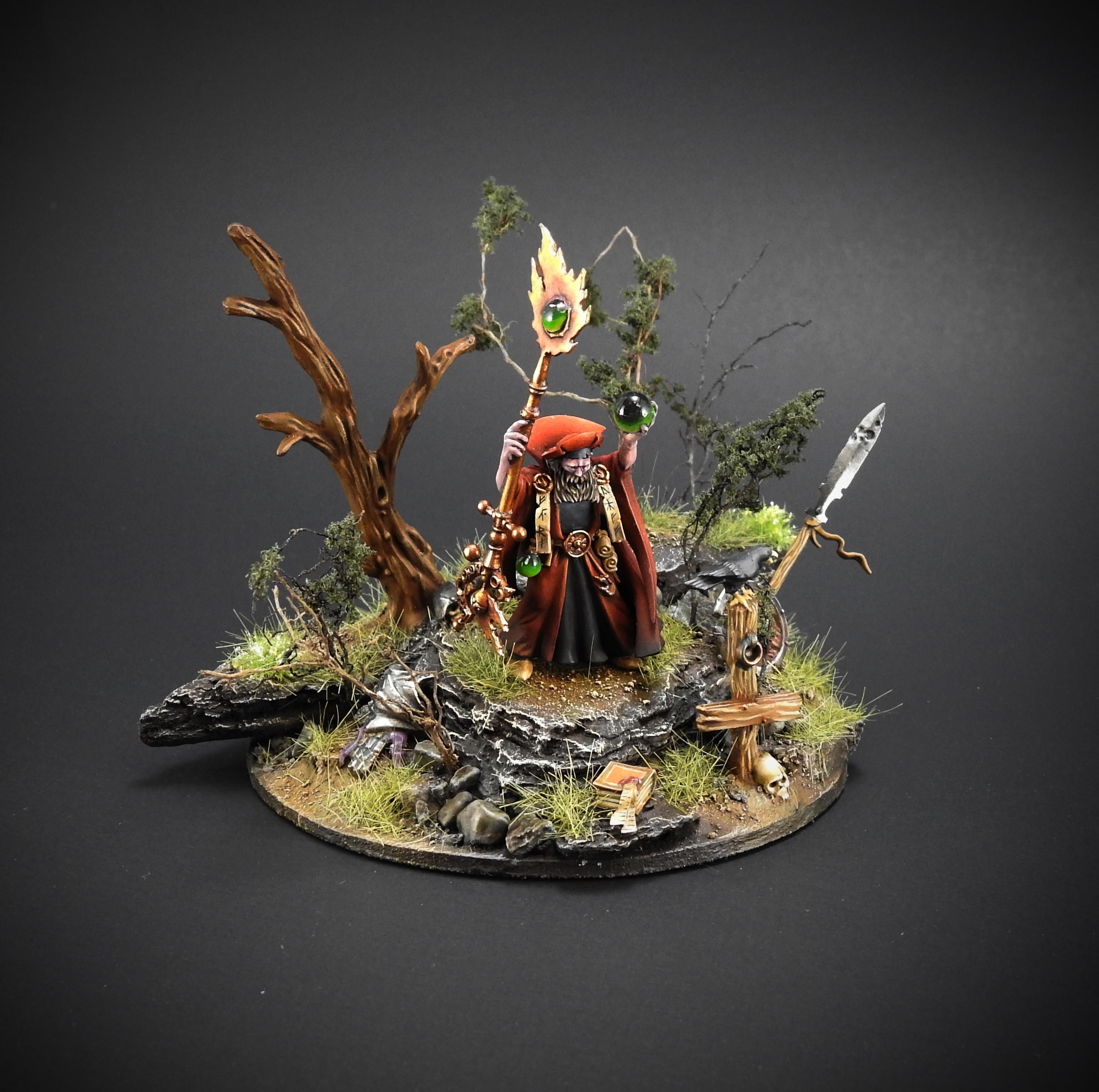 Crystal Ball, Red Wizard, Trees, Warhammer Fantasy