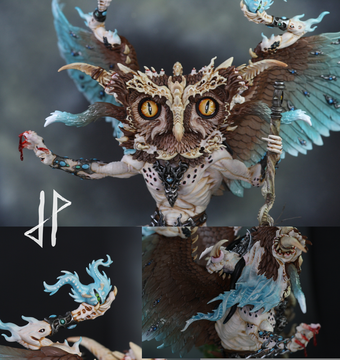 Blood, Chaos Daemons, Conversion, Lord Of Change, Owl, Tzeentch