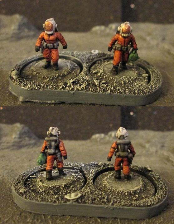 Astronauts in light-duty suits